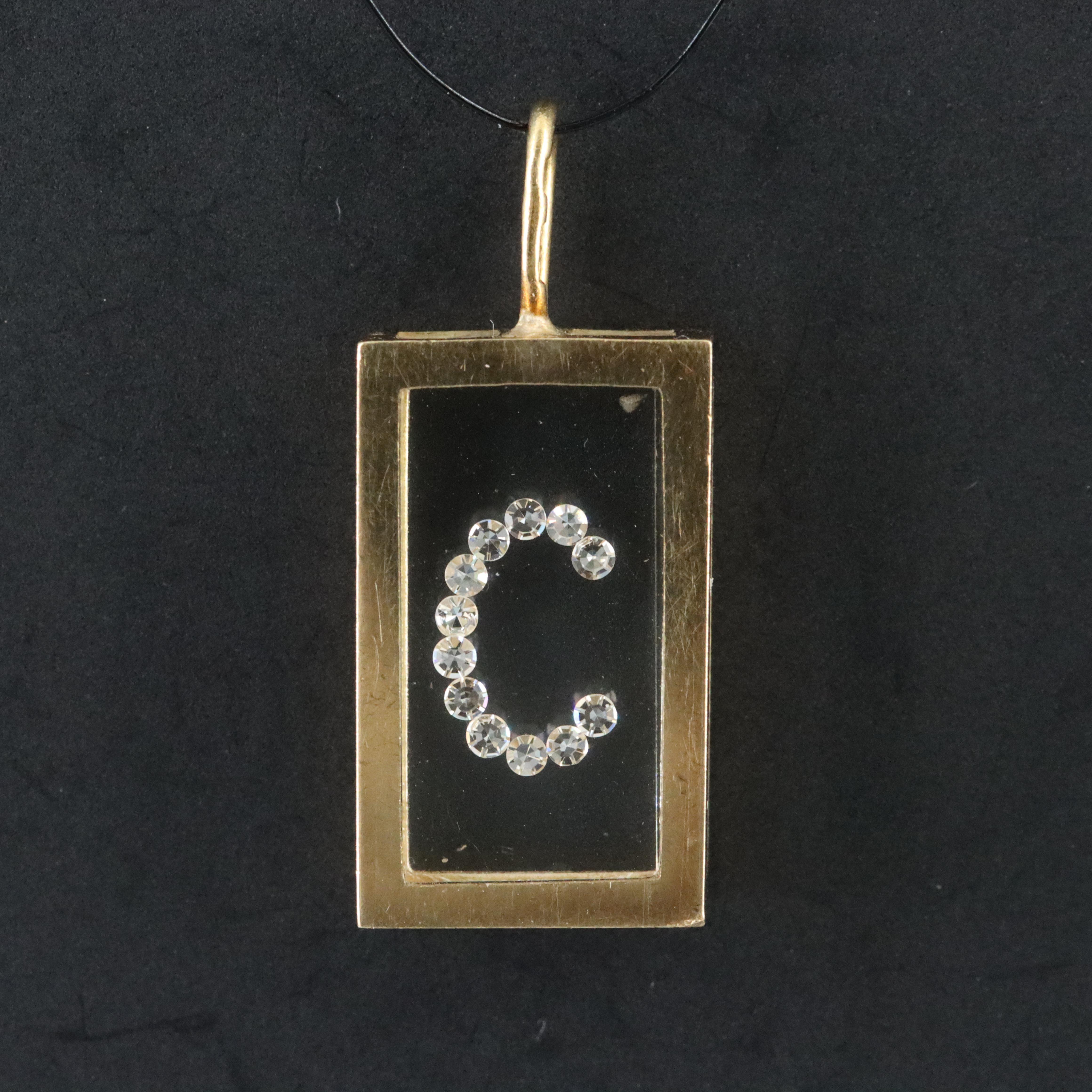 18K 0.08 CTW Diamond 'C' Initial Pendant