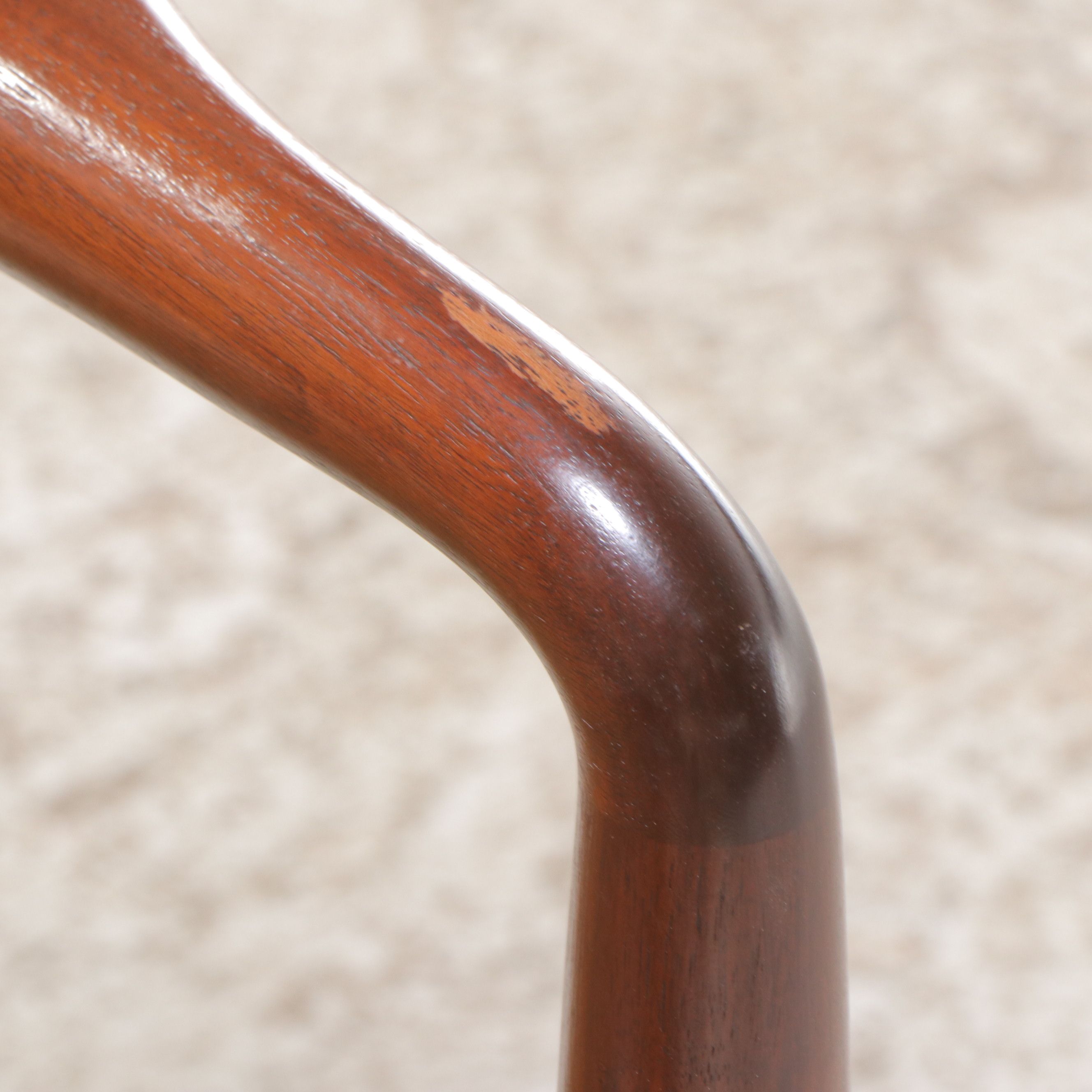 Danish Modern Style Wood and Vinyl Upholstered Armchair