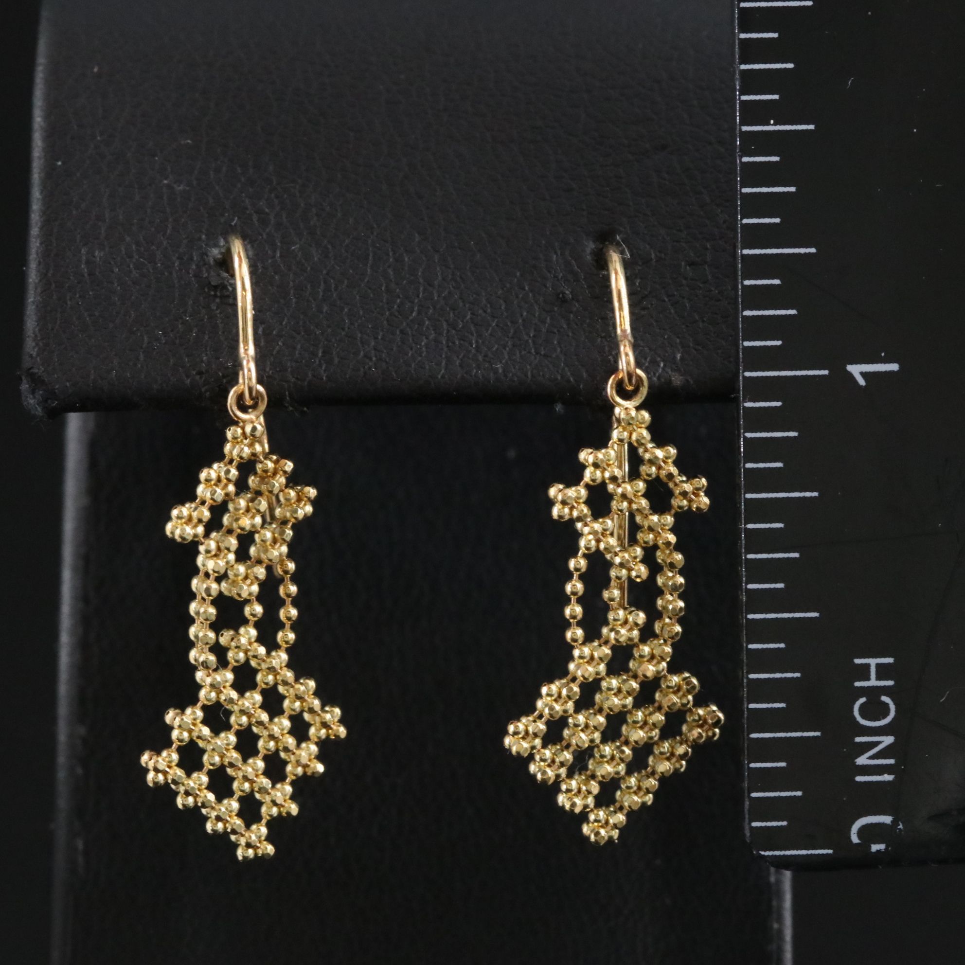 Tiffany & Co. 18K Flower Bead Rhombus Drop Earrings