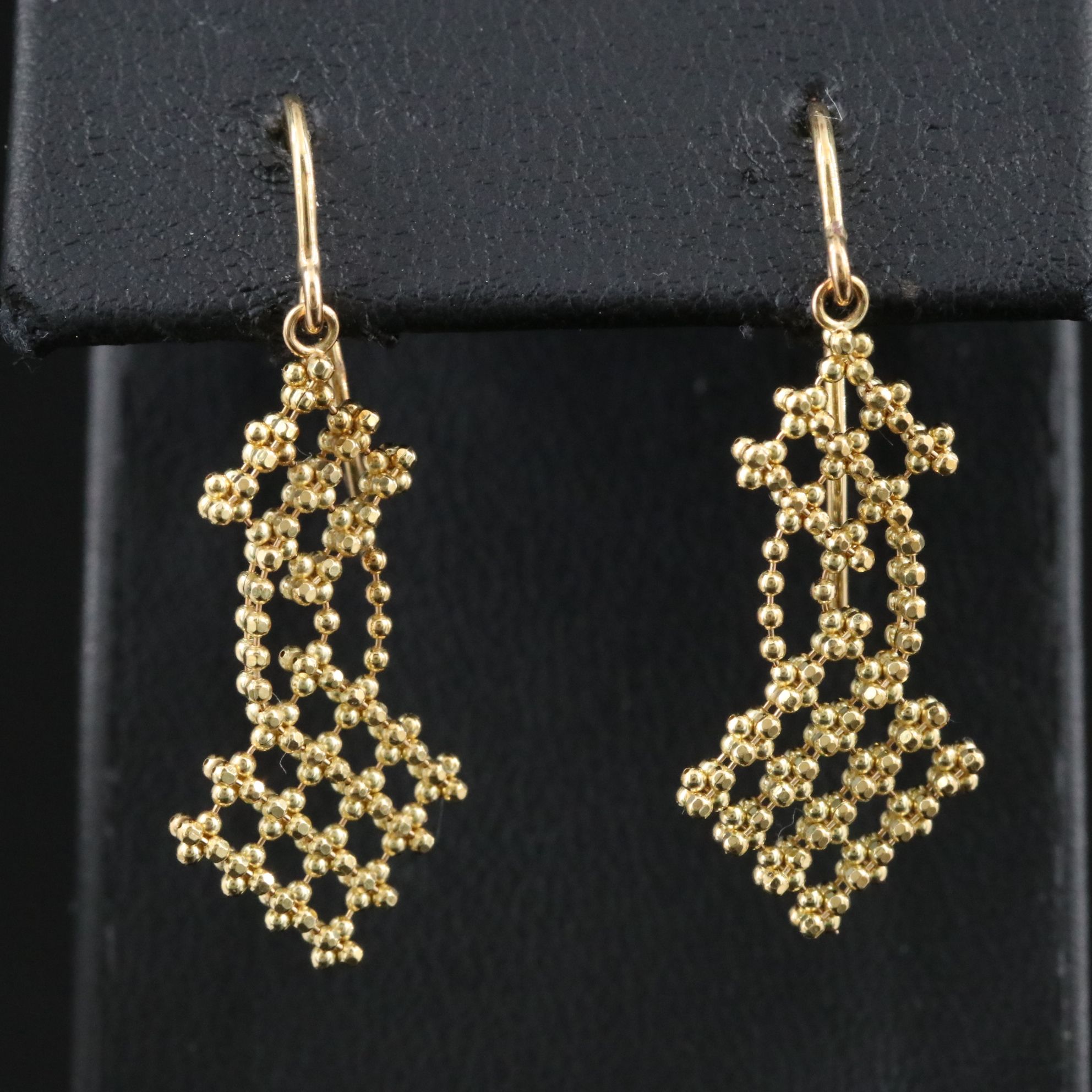 Tiffany & Co. 18K Flower Bead Rhombus Drop Earrings