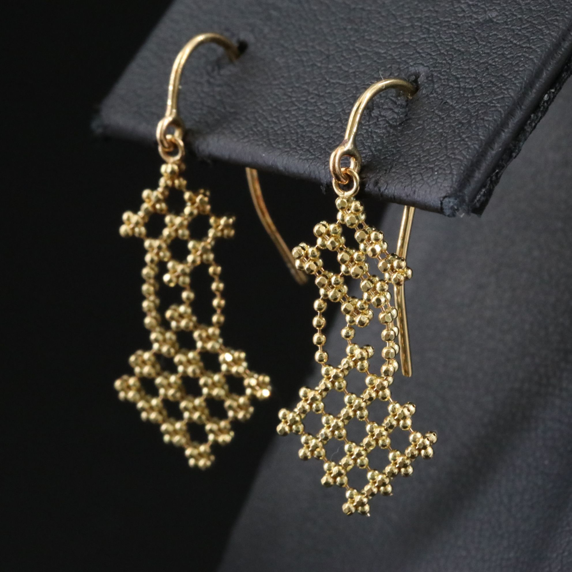 Tiffany & Co. 18K Flower Bead Rhombus Drop Earrings