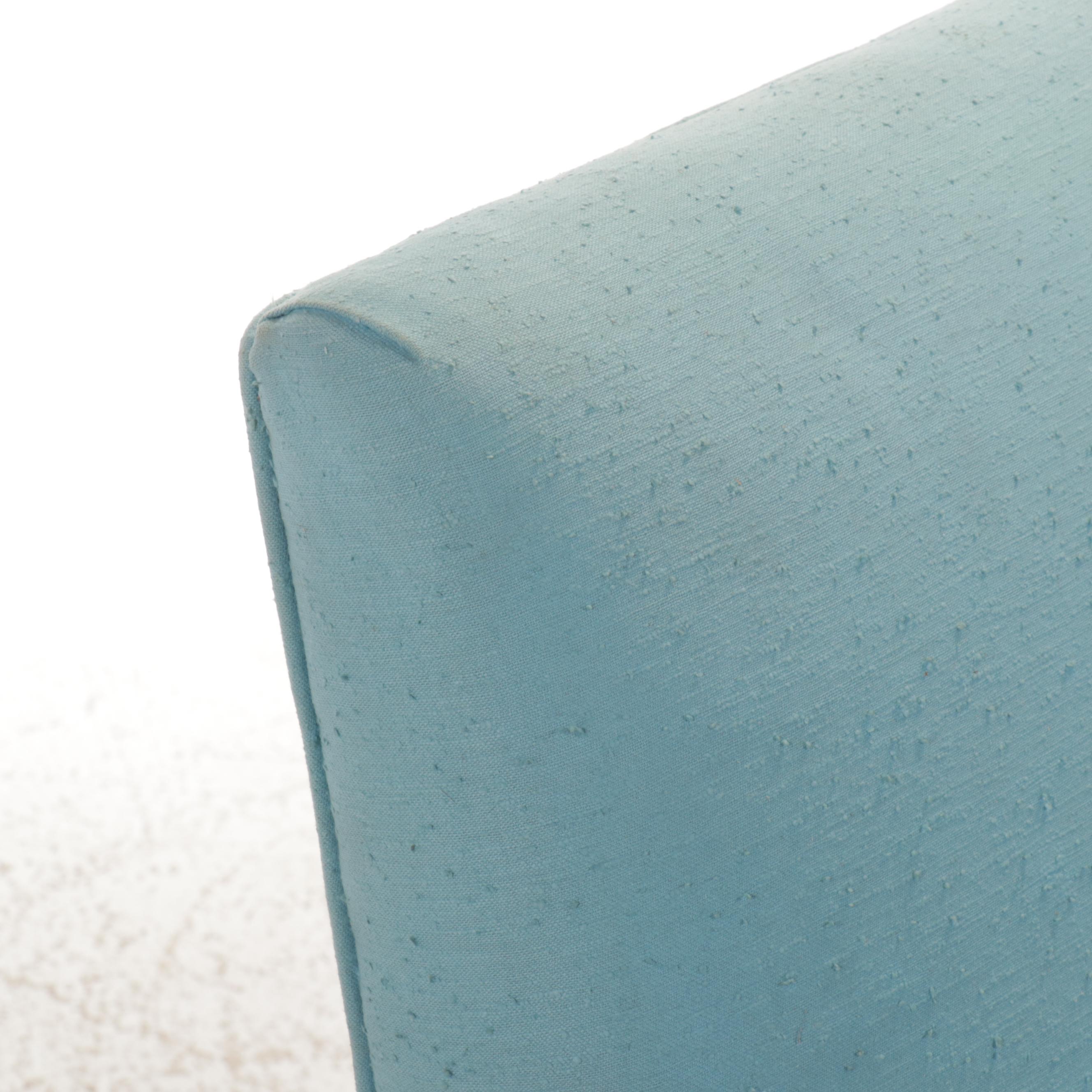 Blue Fabric Upholstered and Skirted Armchair, Mid-20th Century