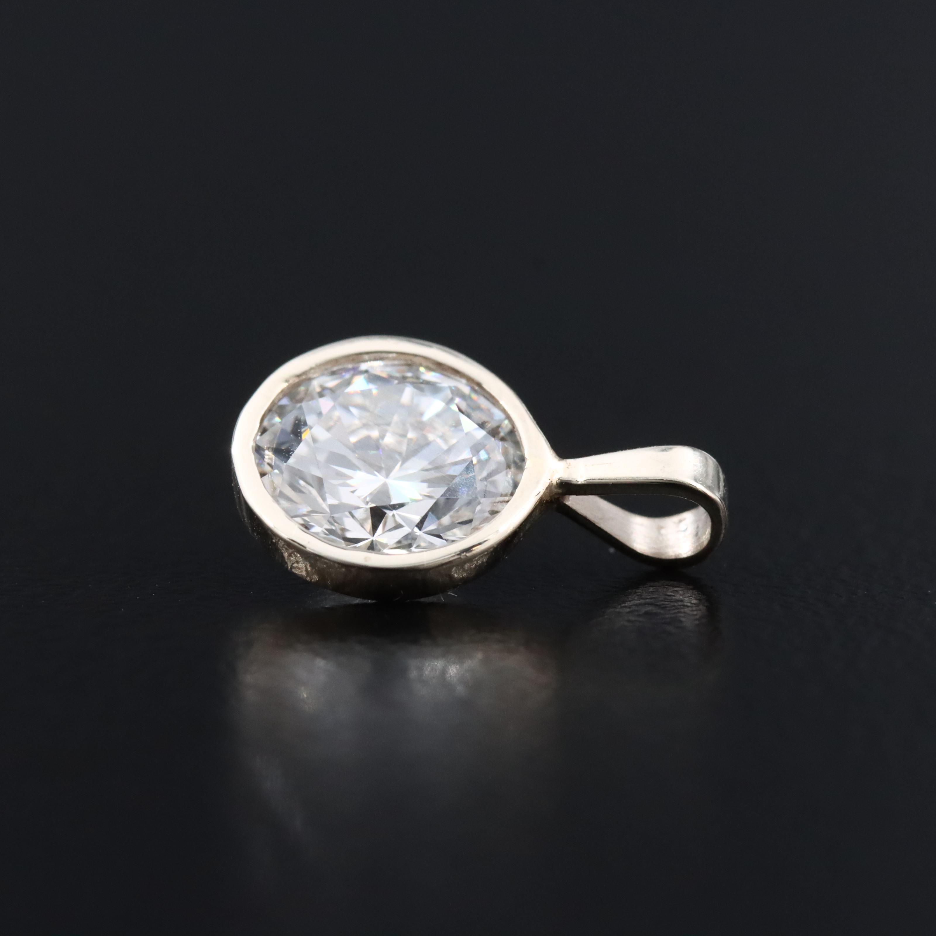 14K 1.51 CT Lab Grown Diamond Bezel Pendant