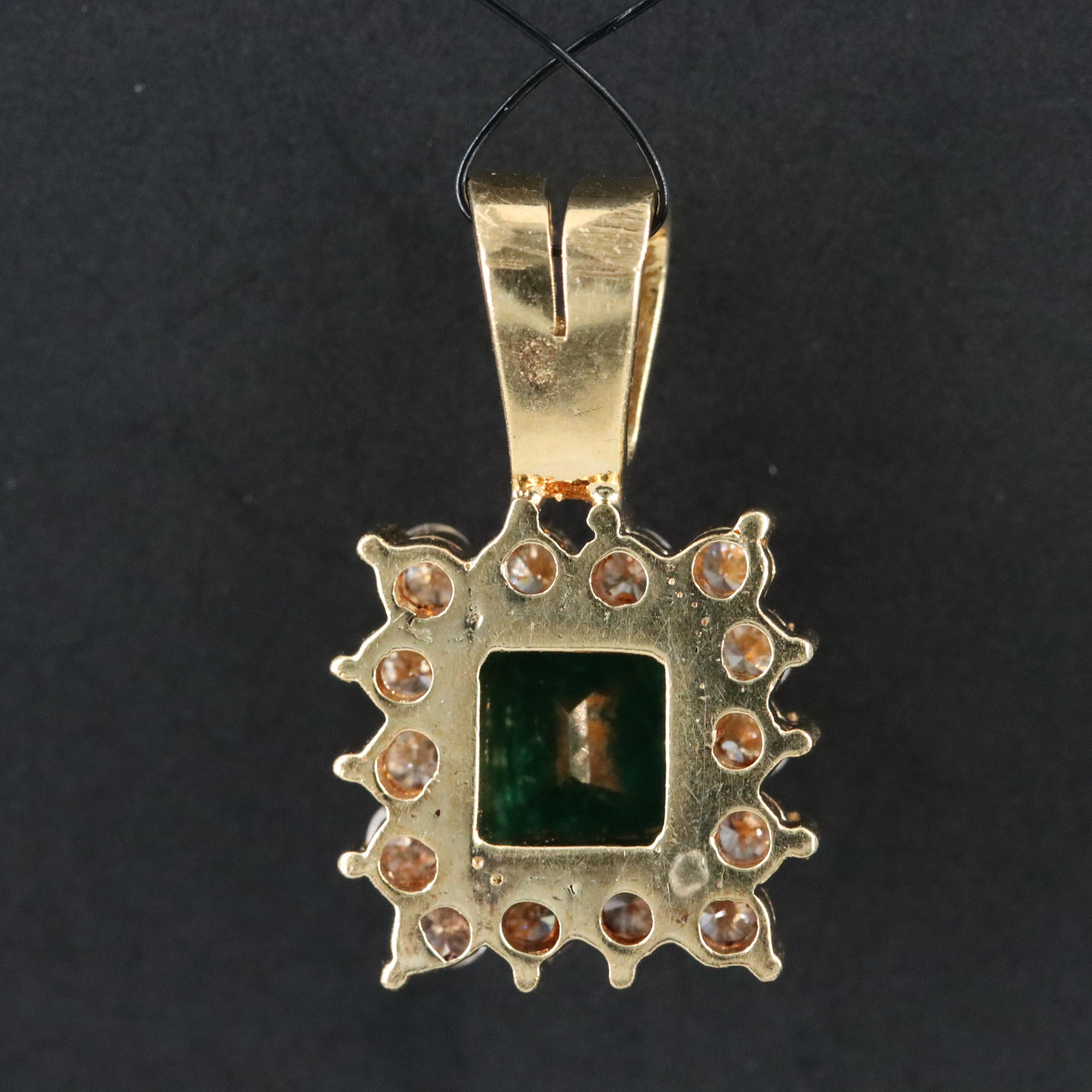 18K Emerald and Diamond Pendant