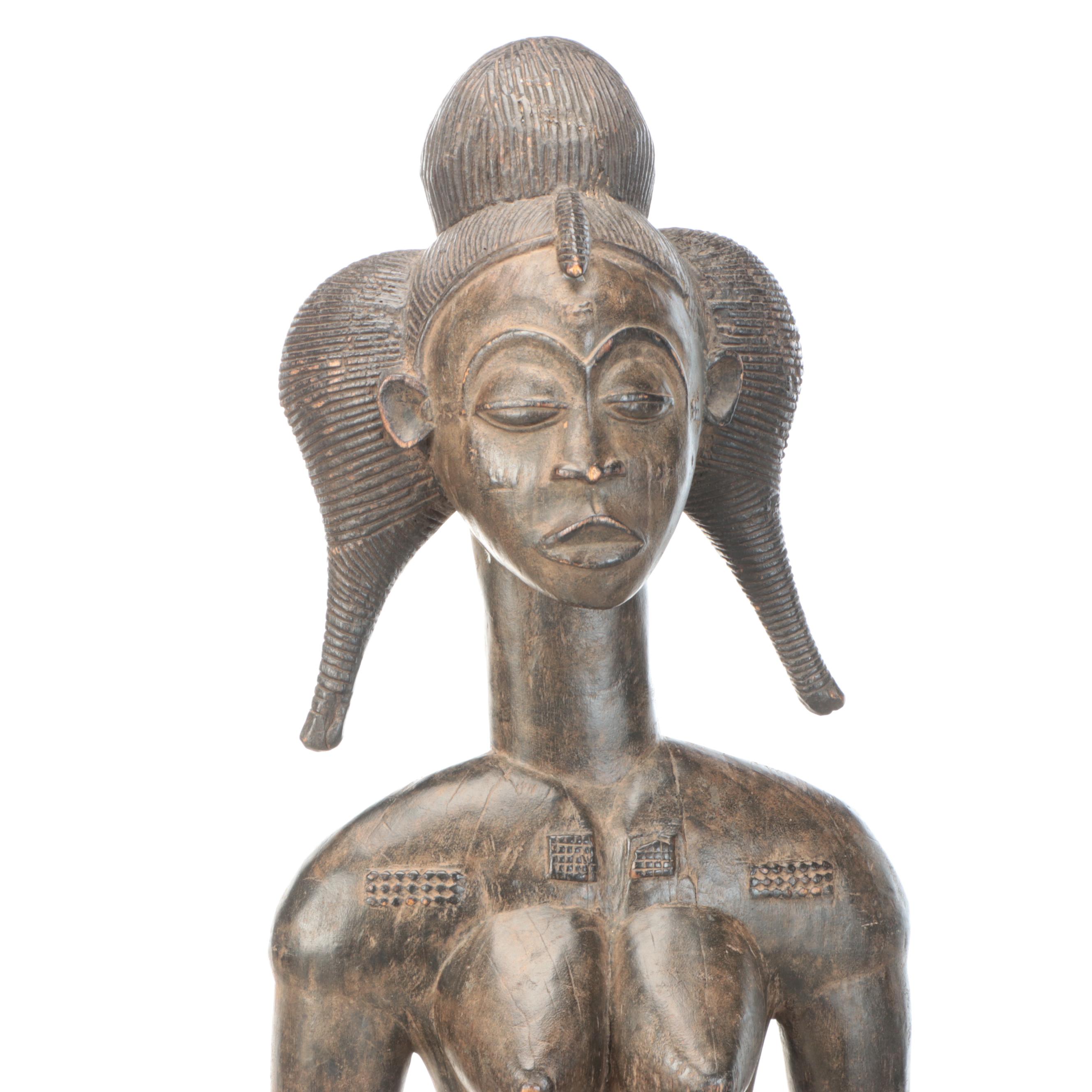 Baule Style Carved Wood Fertility Figure