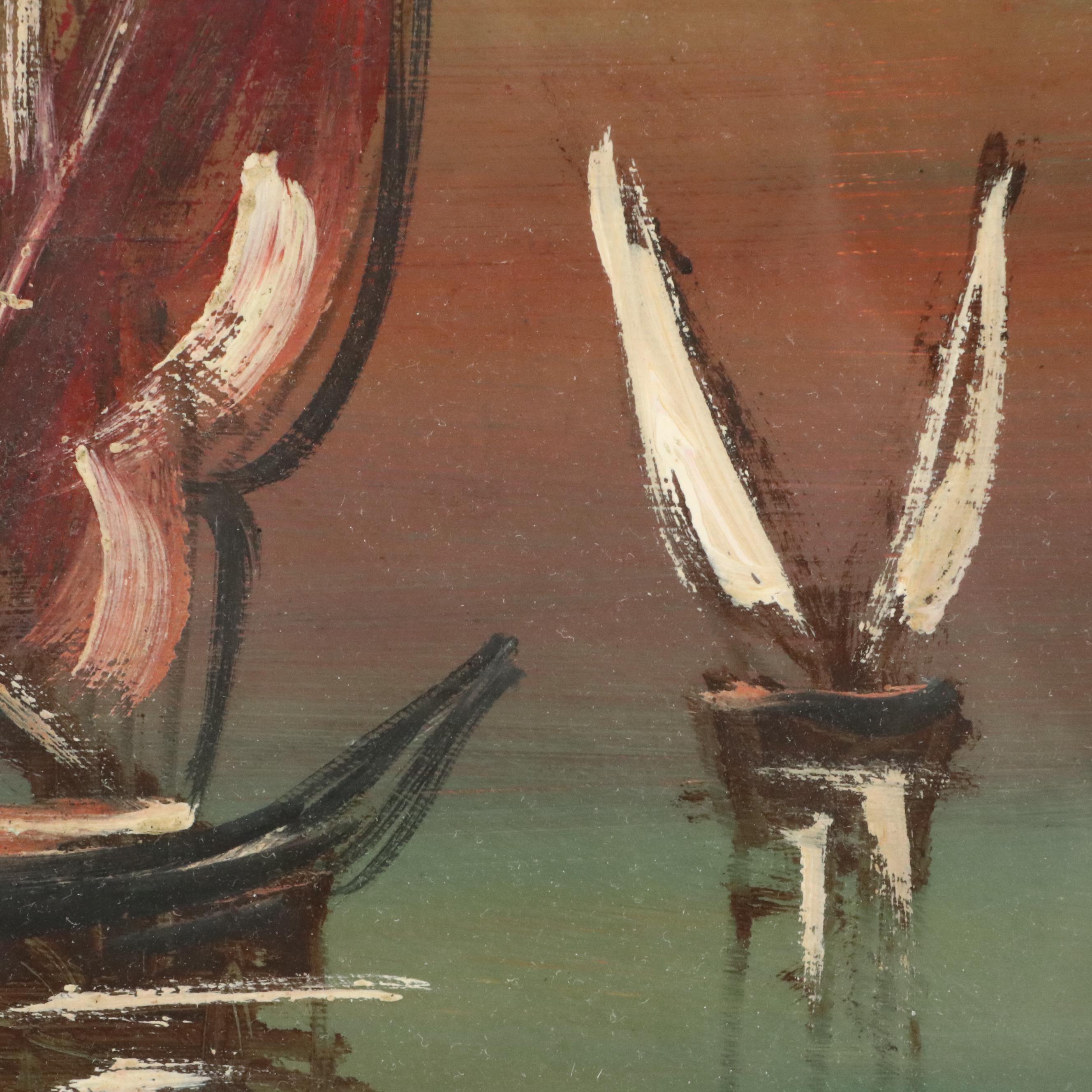 Stylized Maritime Oil Painting "Feluccas on the Nile"