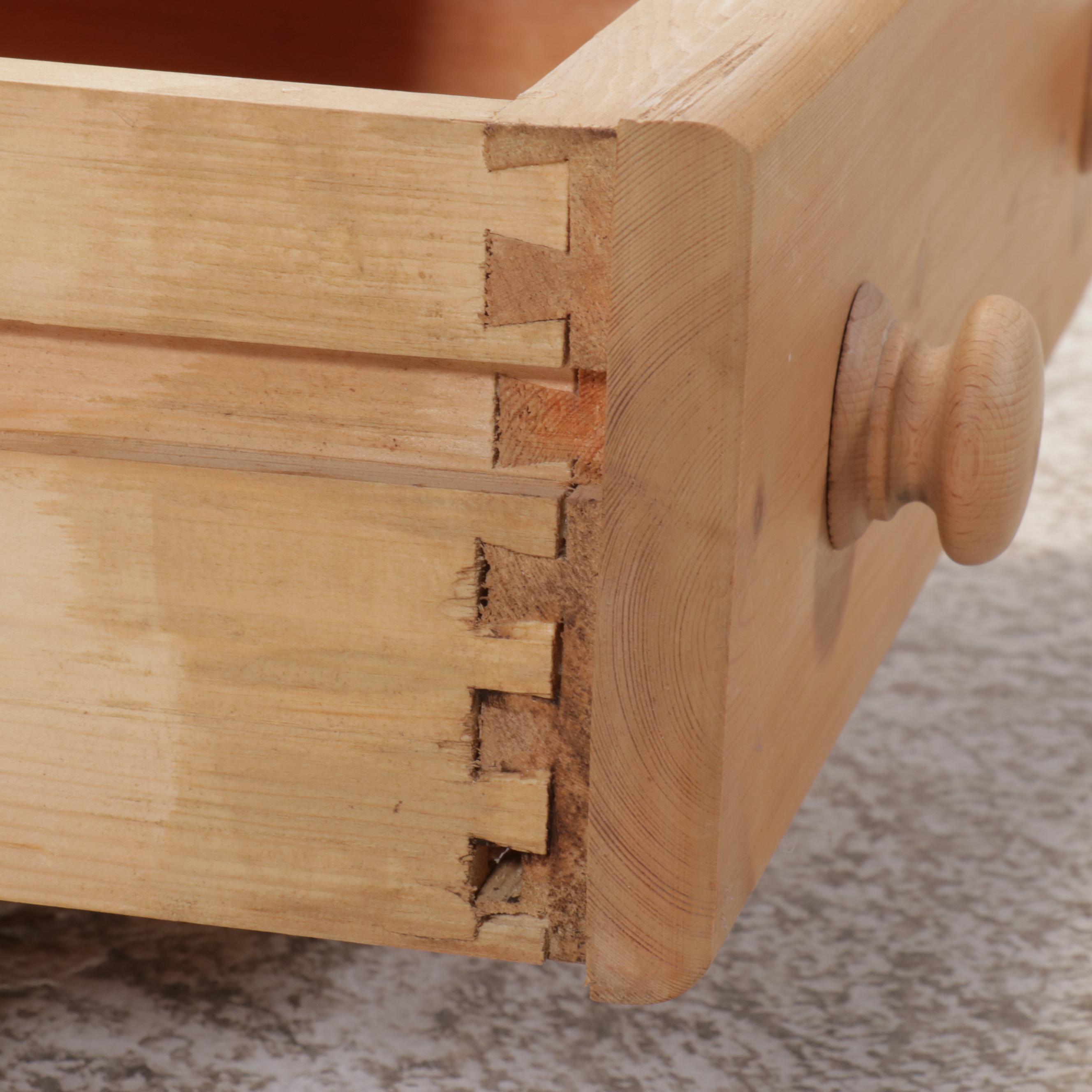 Pine Cheval Mirror with Storage Drawer, 20th Century