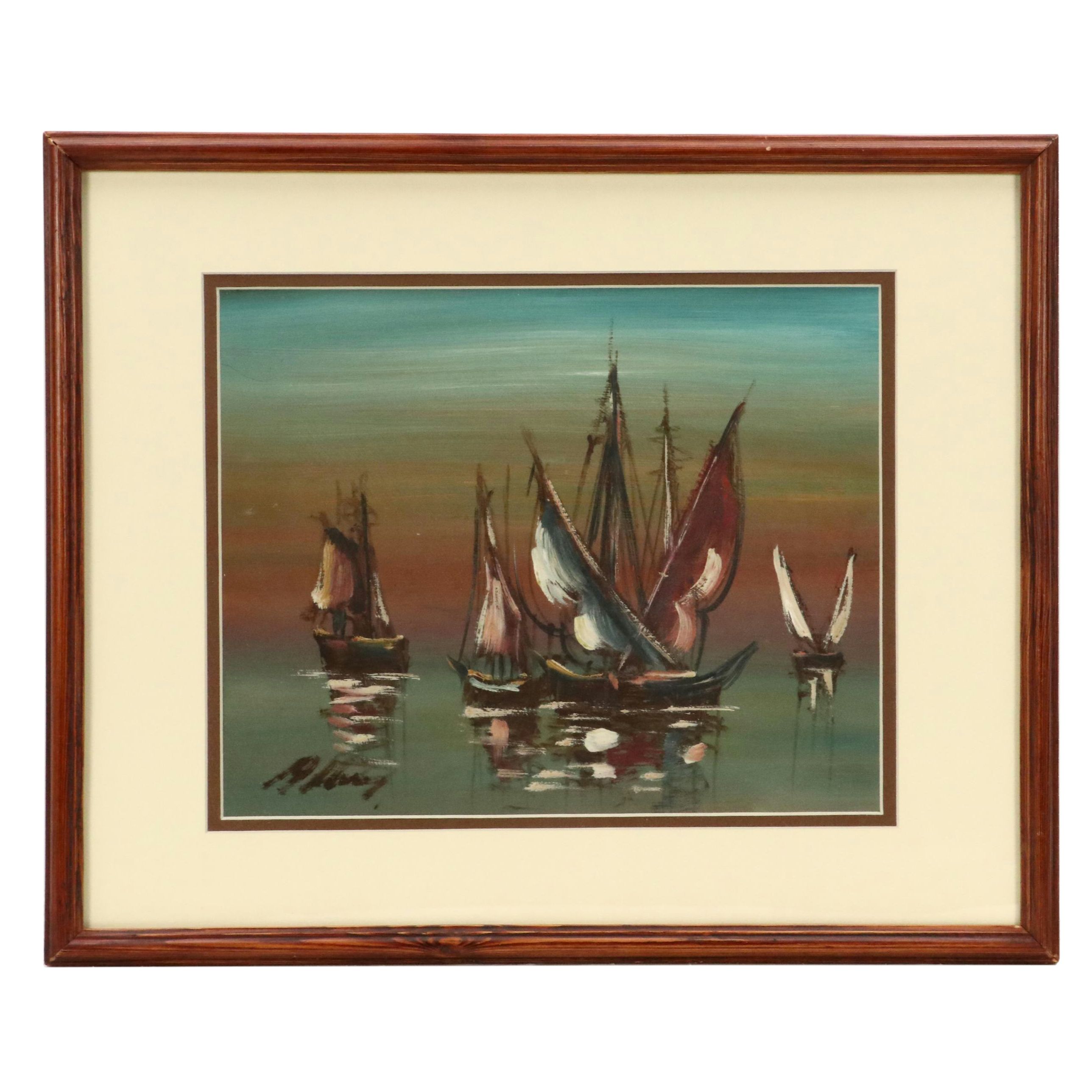Stylized Maritime Oil Painting "Feluccas on the Nile"