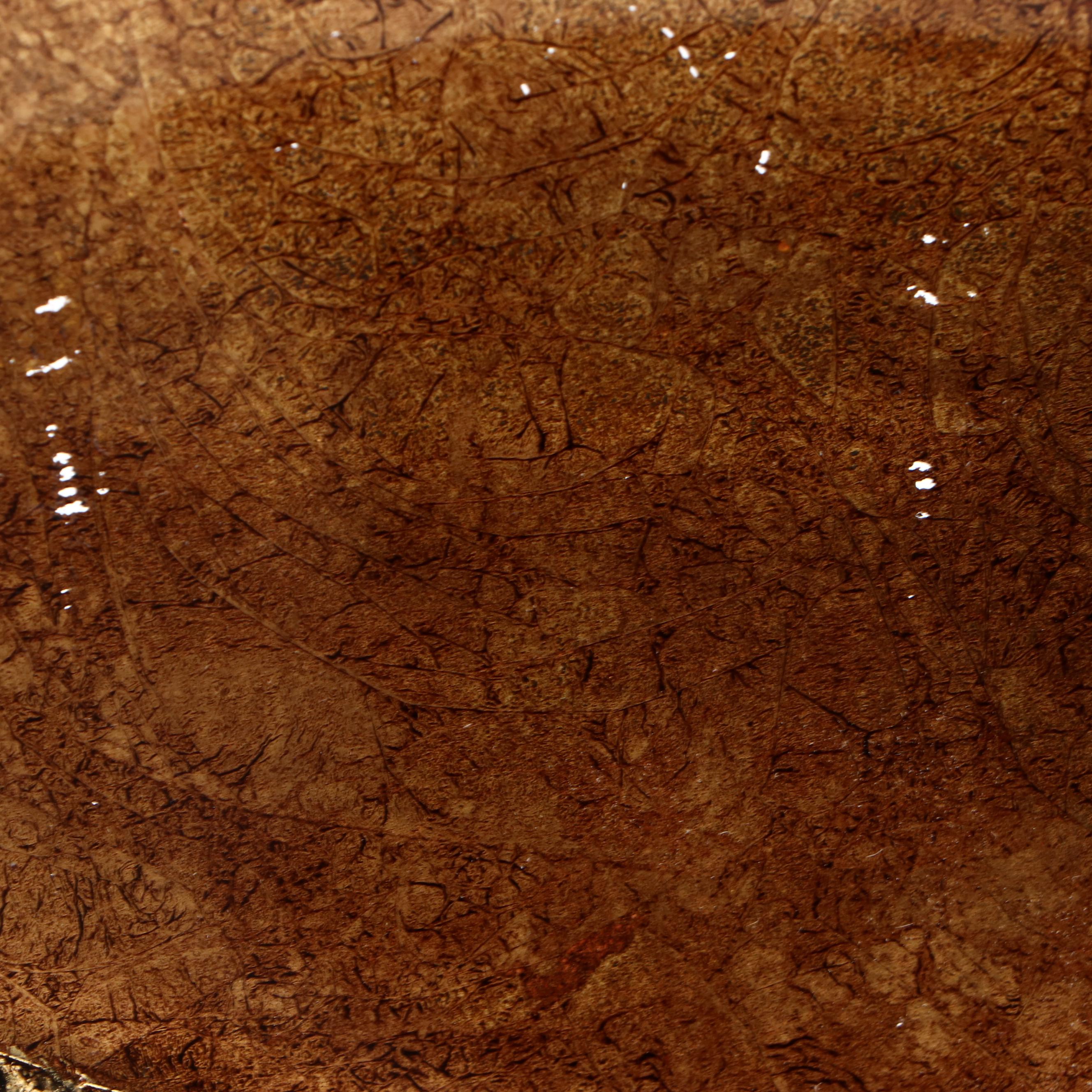 Mid Century Modern Style Bronzed Copper and Glass with Engraved Pheasant Dish