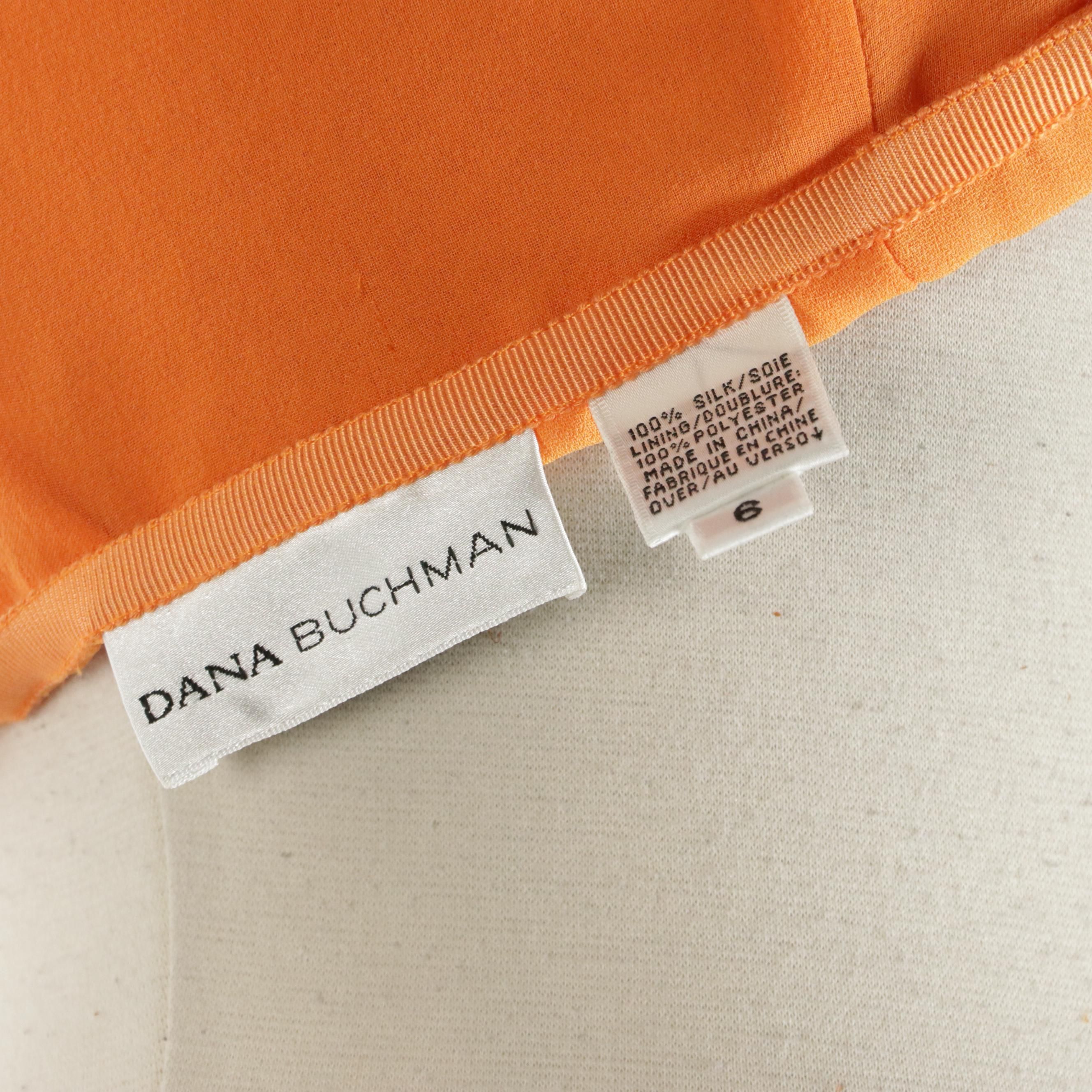 Dana Buchman Orange Silk Two-Piece Skirt Set and Lafayette 148 Silk Blouse