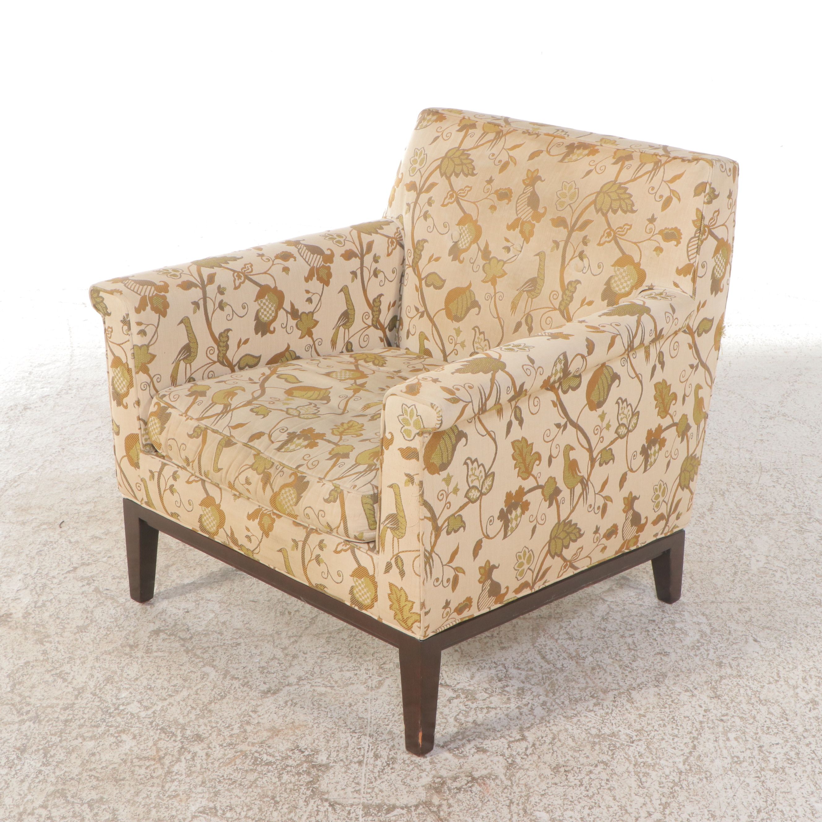 Edward Wormley for Dunbar Mid Century Modern Floral Upholstered Club Chair