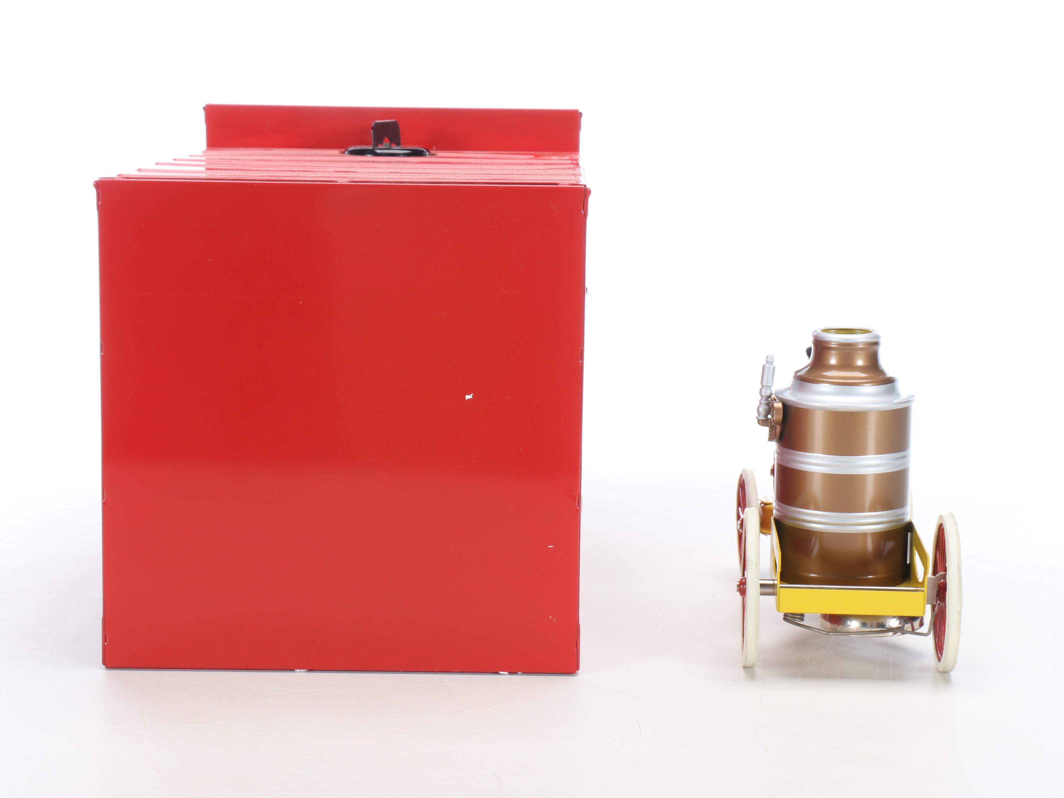 Mike's Toy House Steel Firehouse with Steel and Cast Iron Pumper