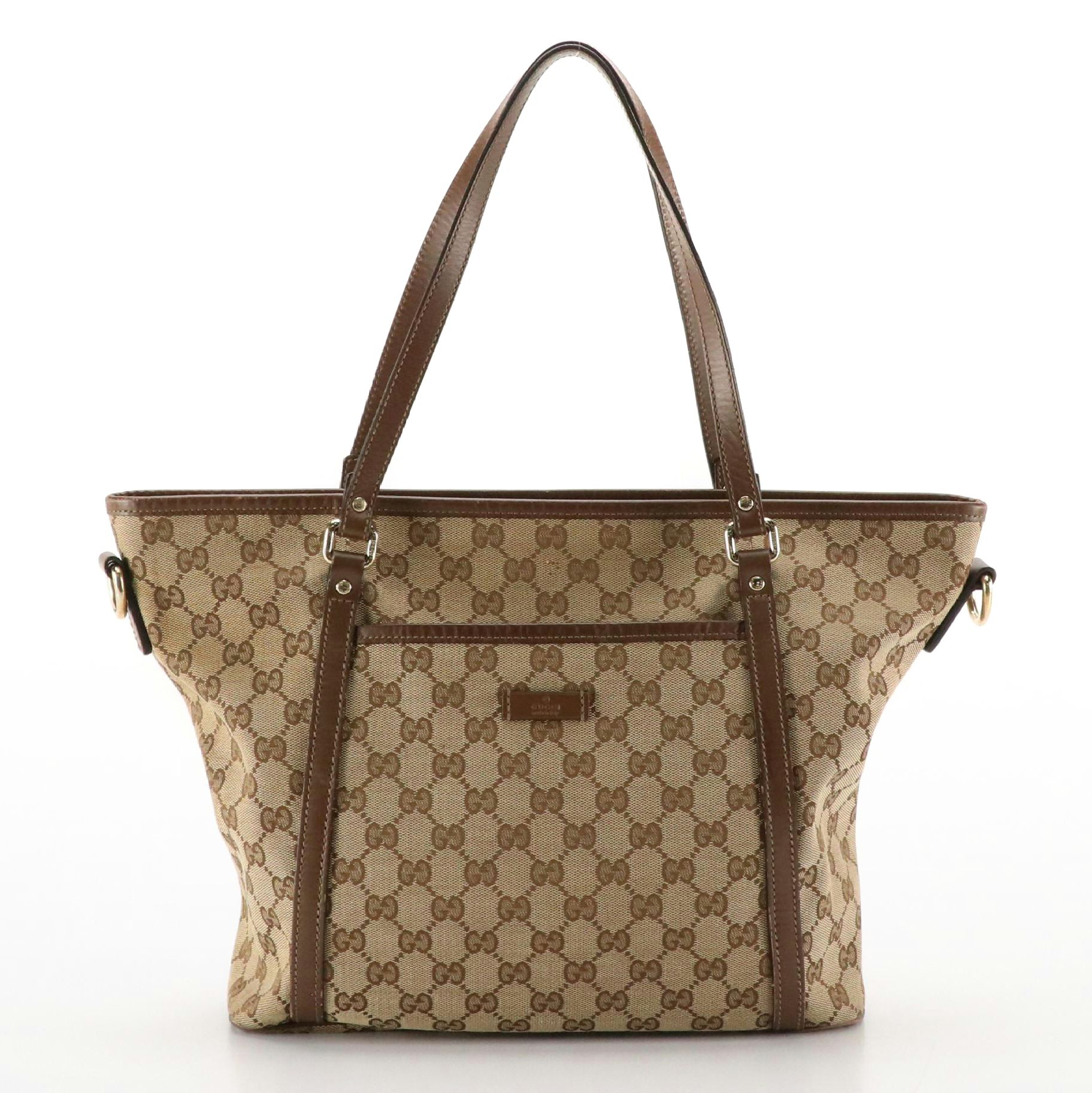 Gucci Front Pocket Joy Two-Way Shoulder Bag in Monogram Canvas and Leather Trim