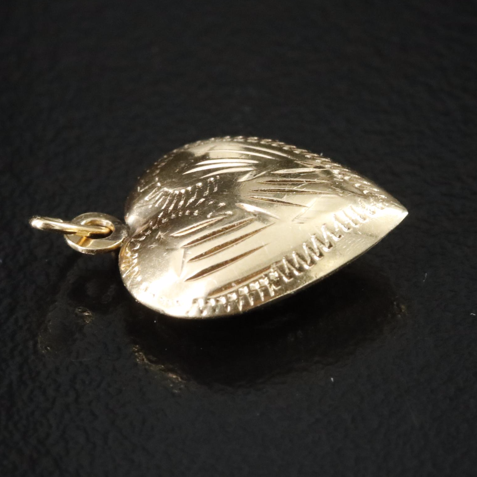 14K Puff Heart Charm Pendant