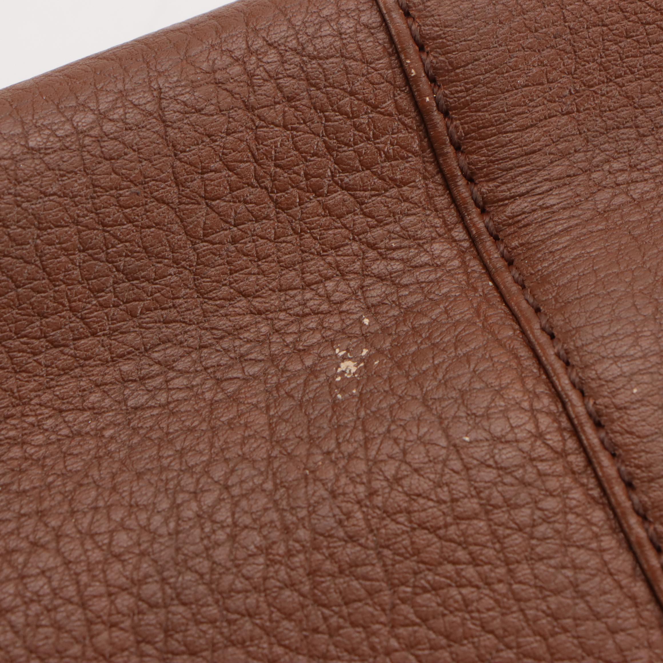 Burberrys Brown Grained Leather Small Tote