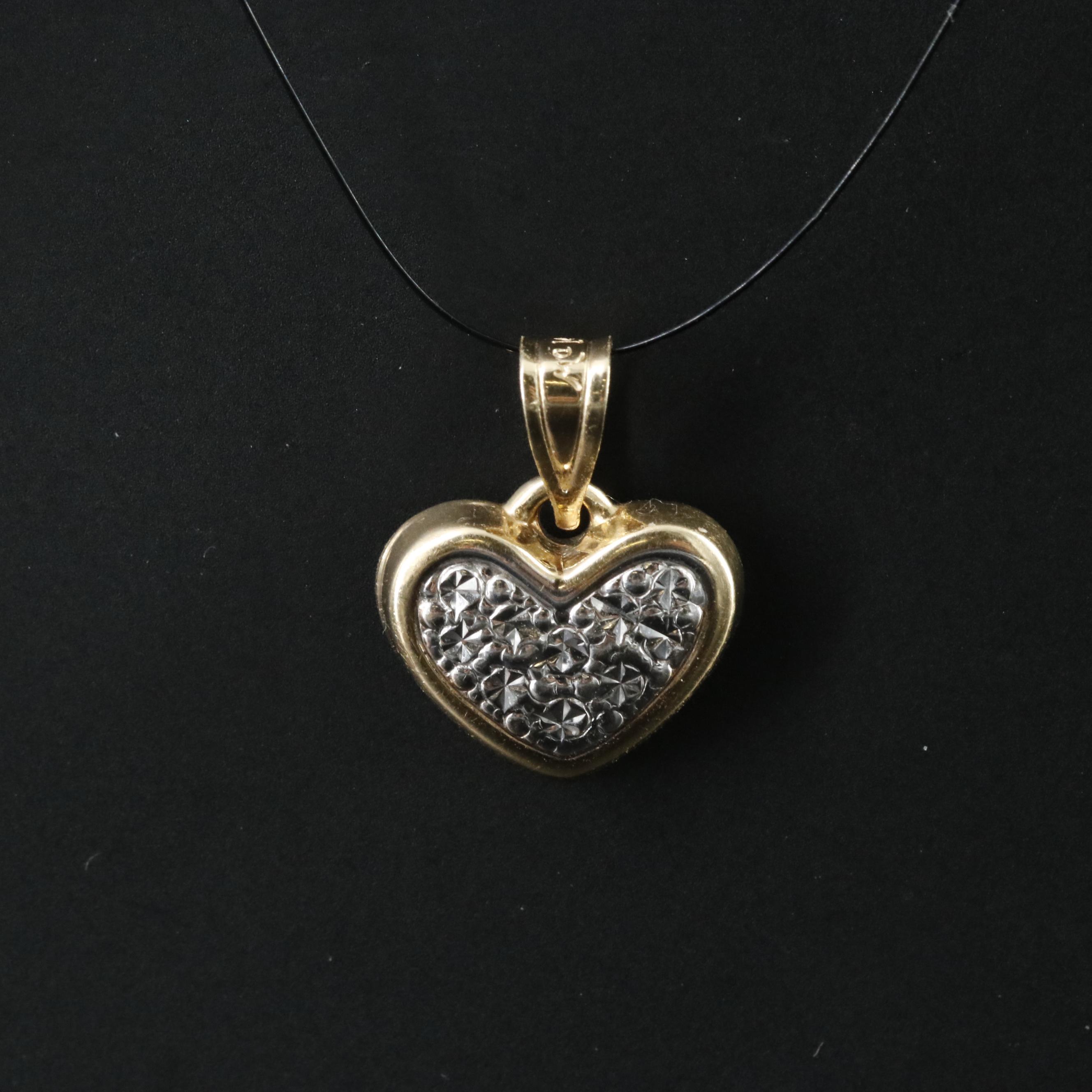 Michael Anthony 14K Two-Tone Diamond-Cut Style Heart Pendant