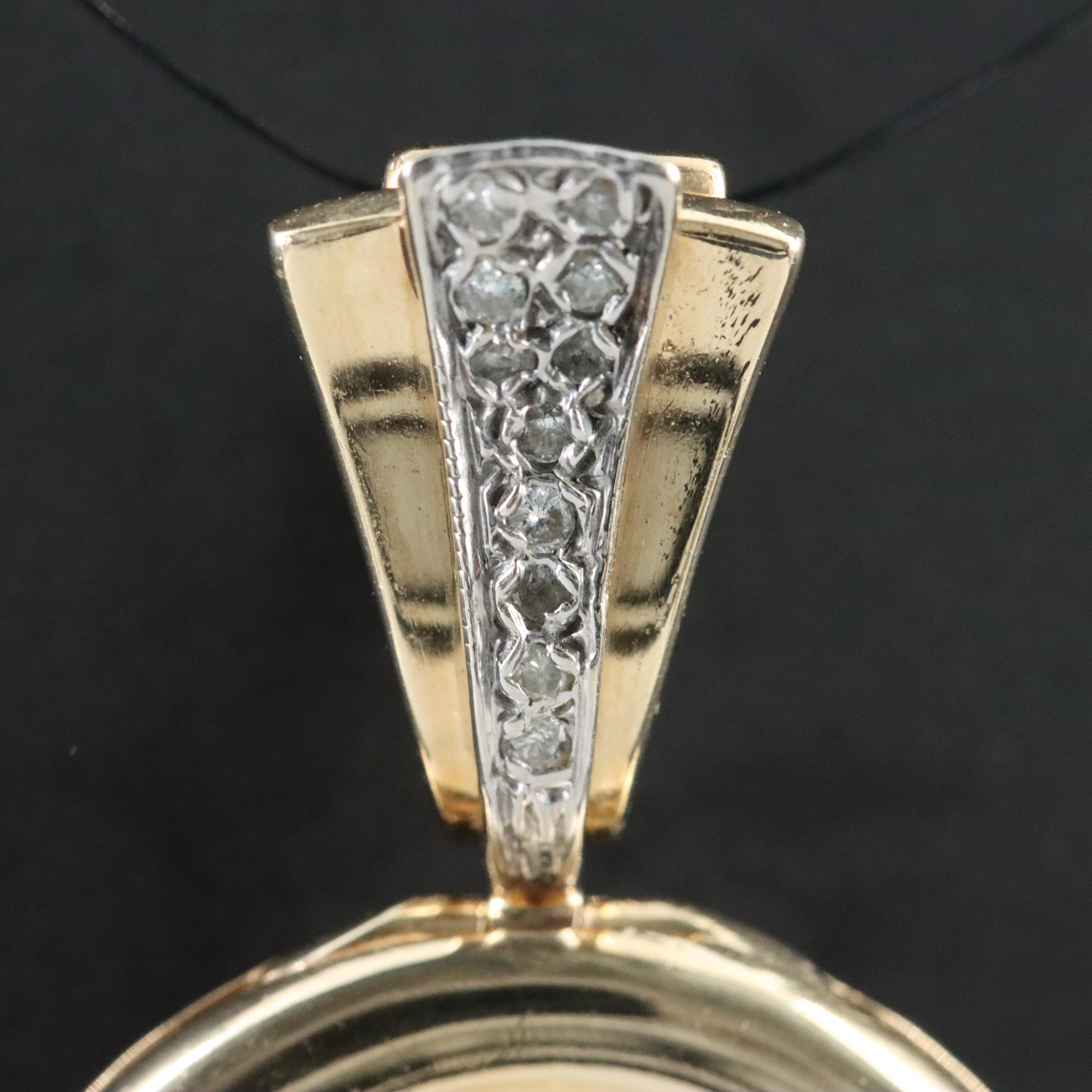 14K Pearl and Diamond Enhancer Pendant