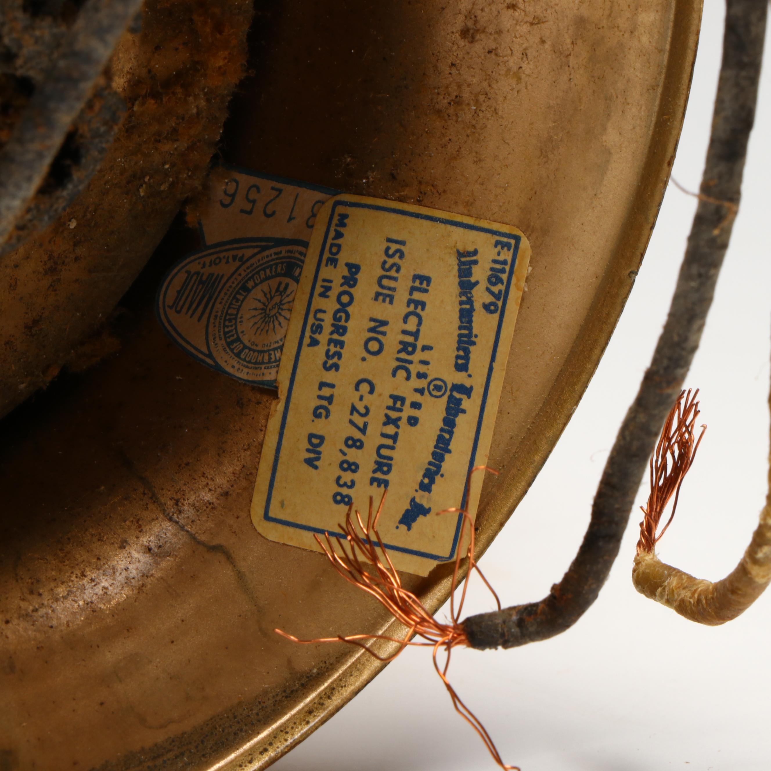 Mid Century Modern Crackle Amber Glass Ceiling Light Fixture