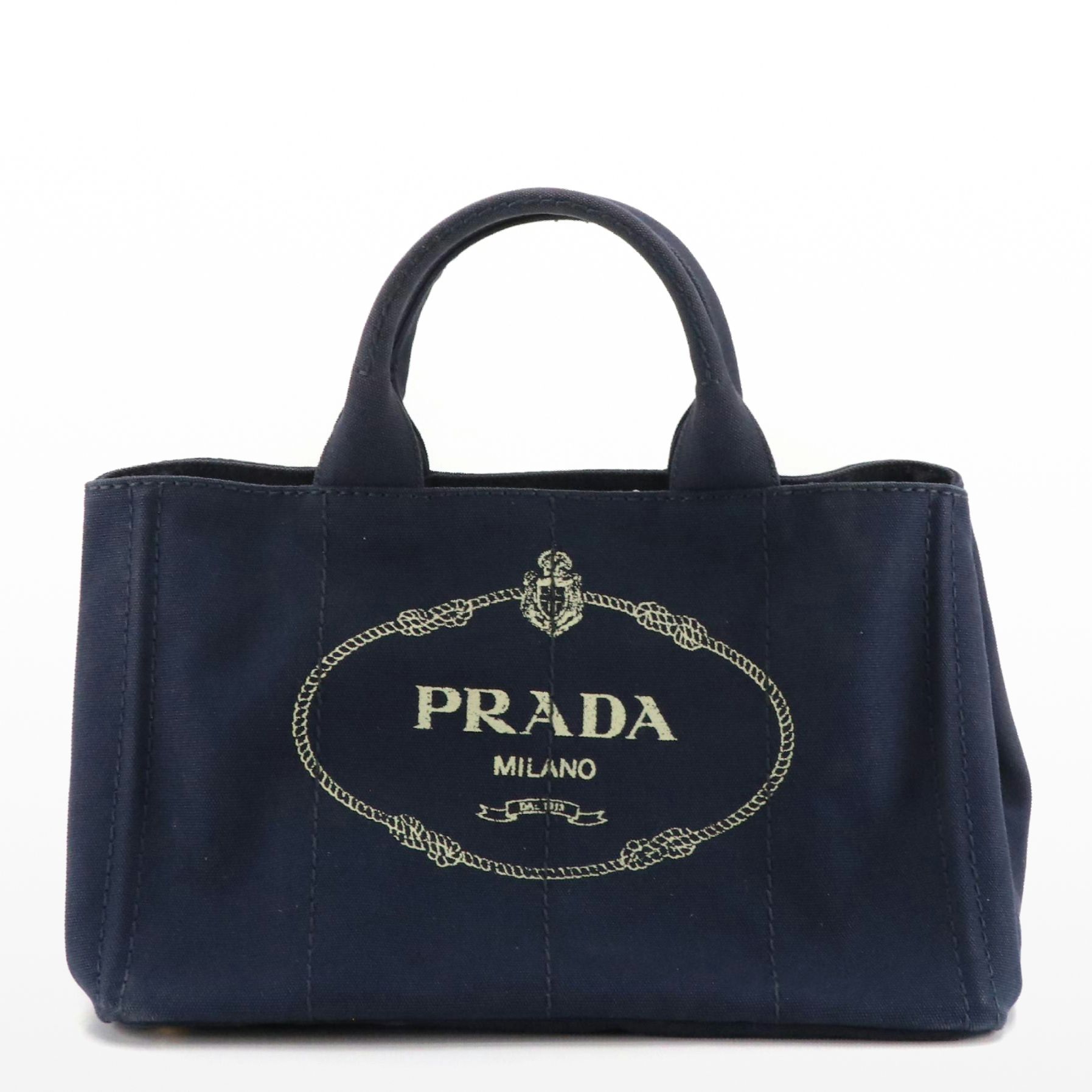 Prada Large Canapa Two-Way Tote in Navy Blue Canvas