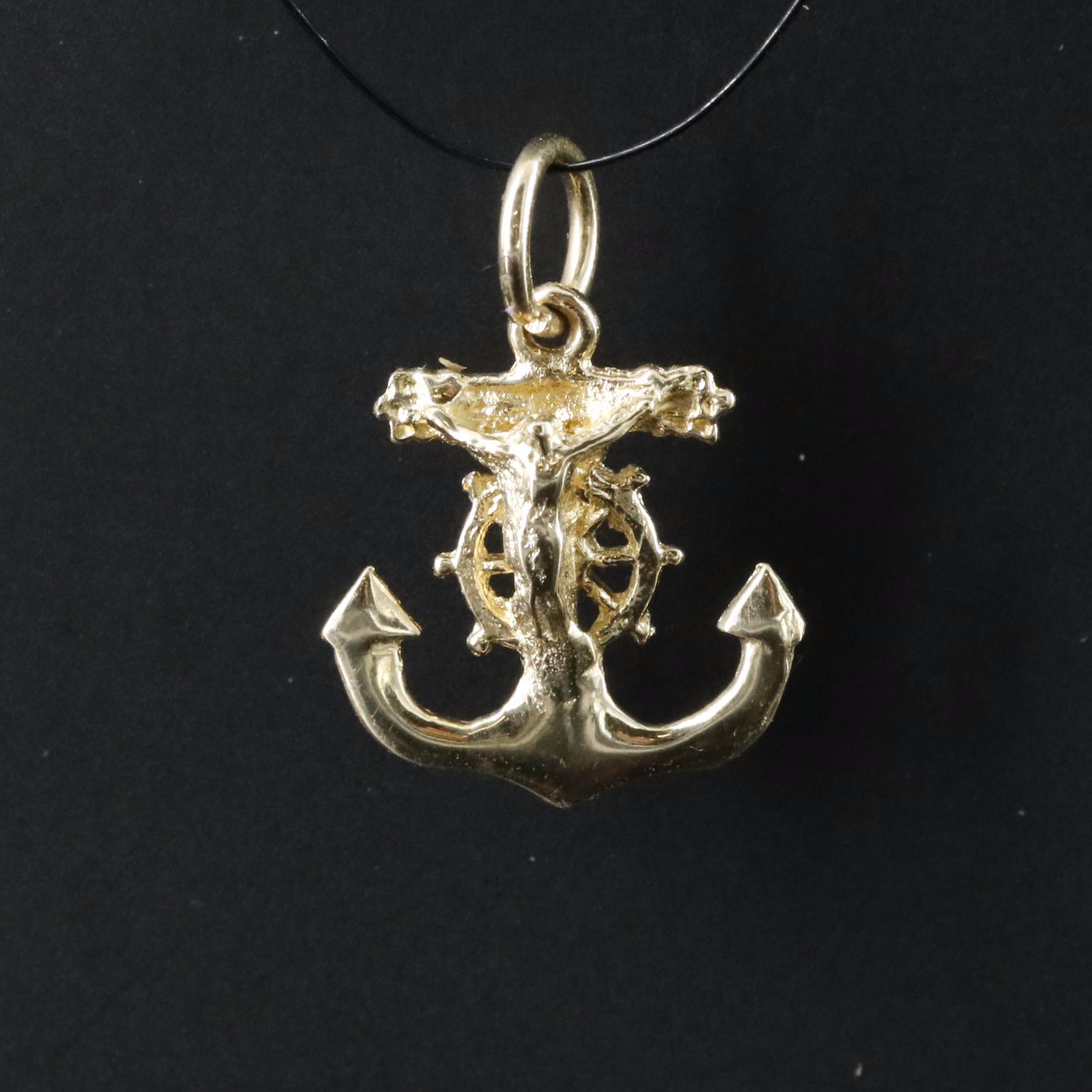 14K Mariner's Cross Charm Pendant