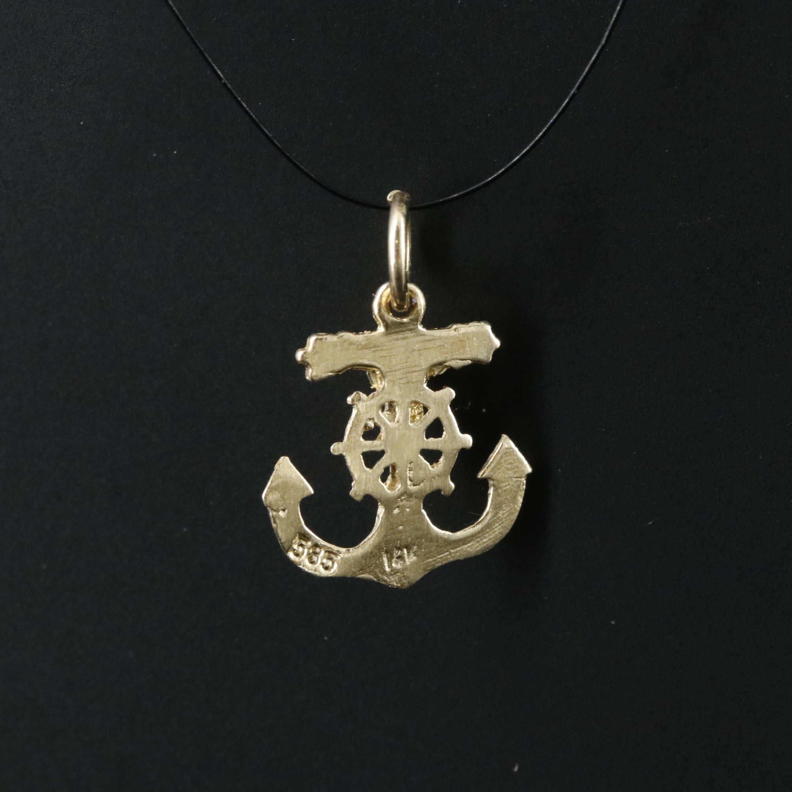 14K Mariner's Cross Charm Pendant