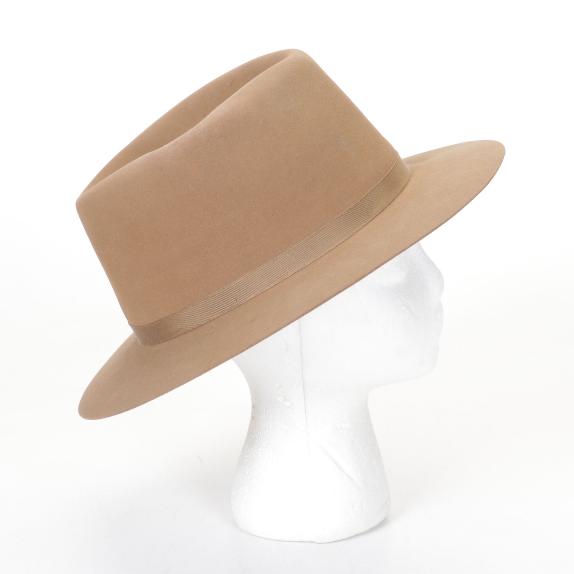 Dobbs Fifth Avenue Fur Felt Fedora Hat with Feather, Mid-20th C.