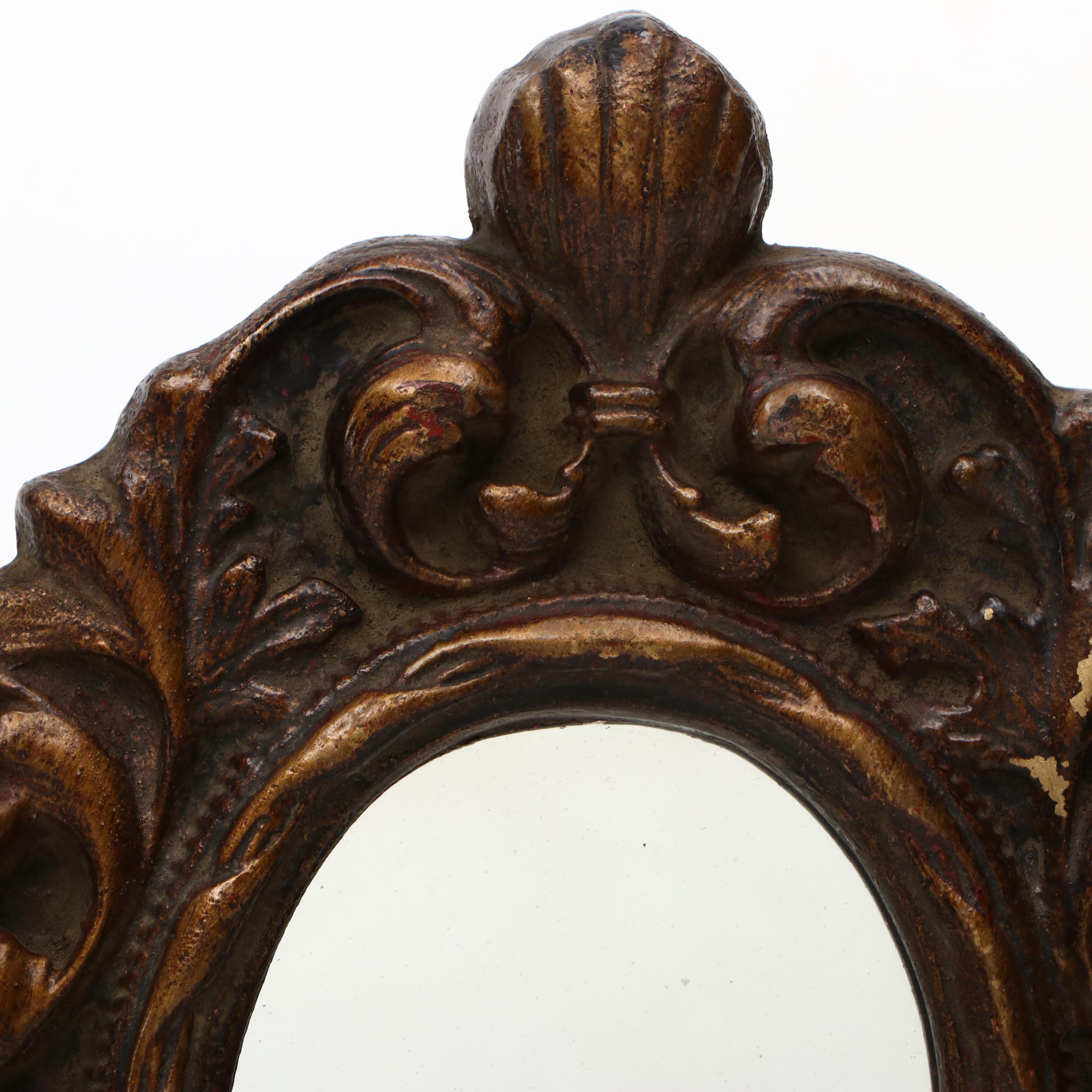 Pair of Italian Baroque Style Gilt Plaster Oval Wall Mirrors