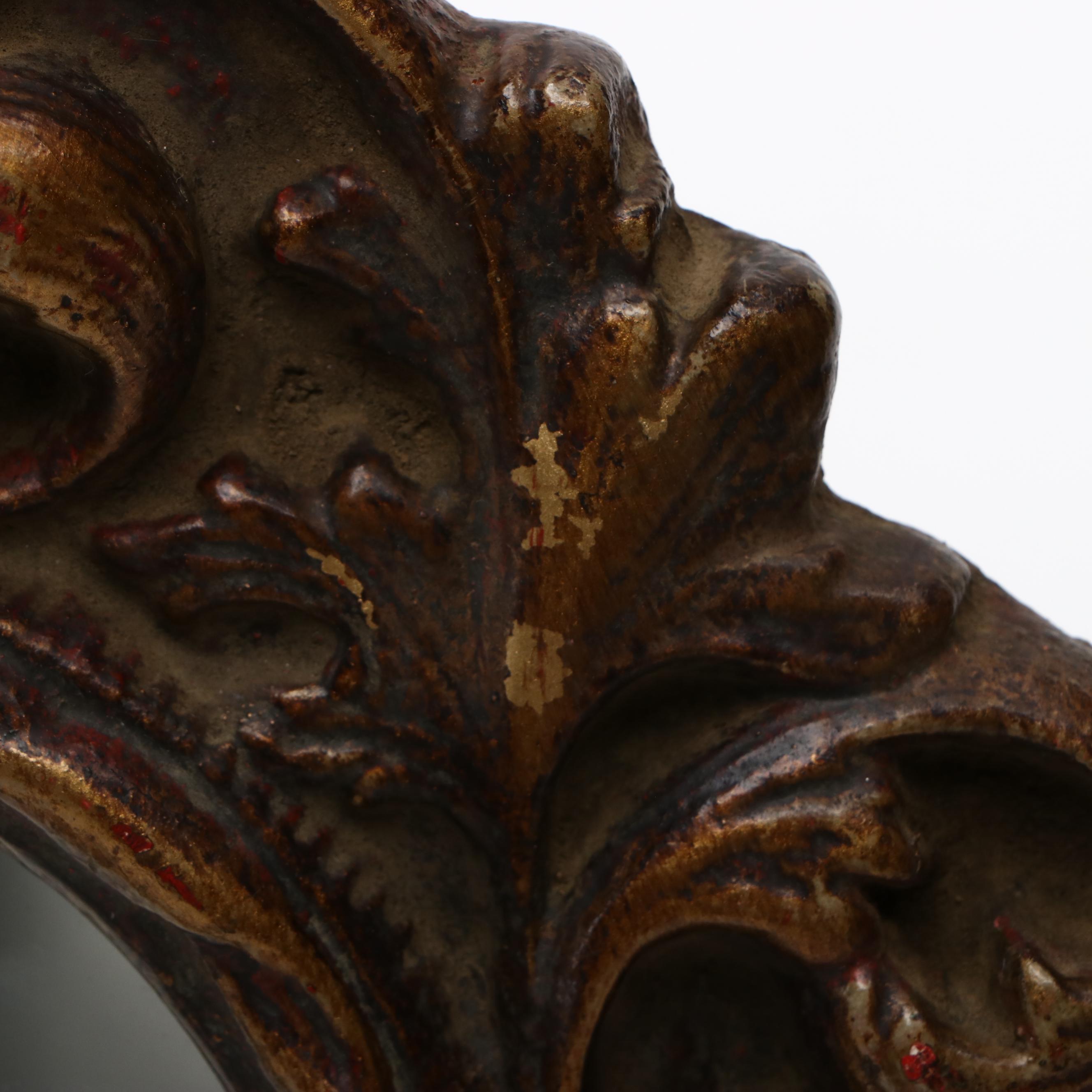 Pair of Italian Baroque Style Gilt Plaster Oval Wall Mirrors