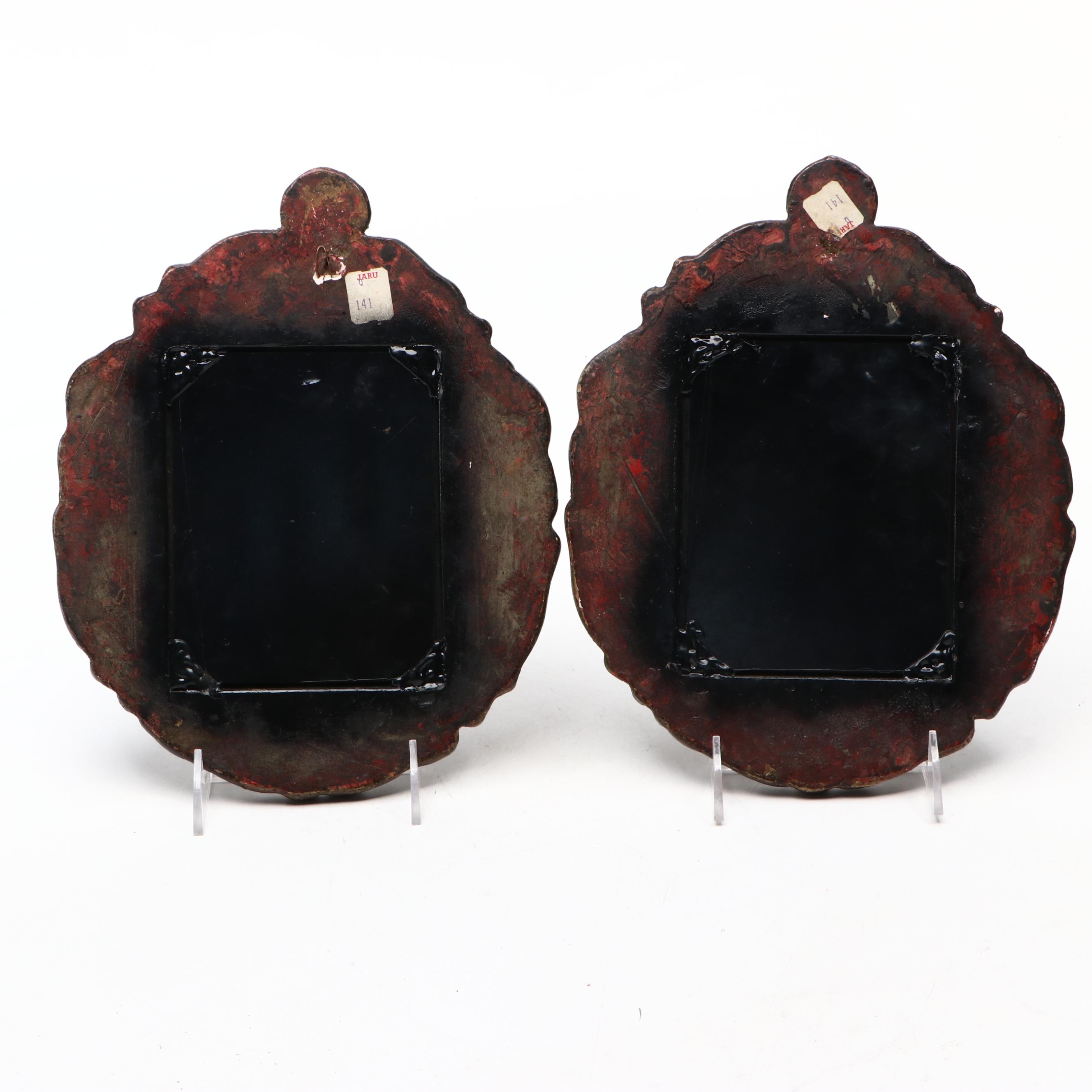 Pair of Italian Baroque Style Gilt Plaster Oval Wall Mirrors