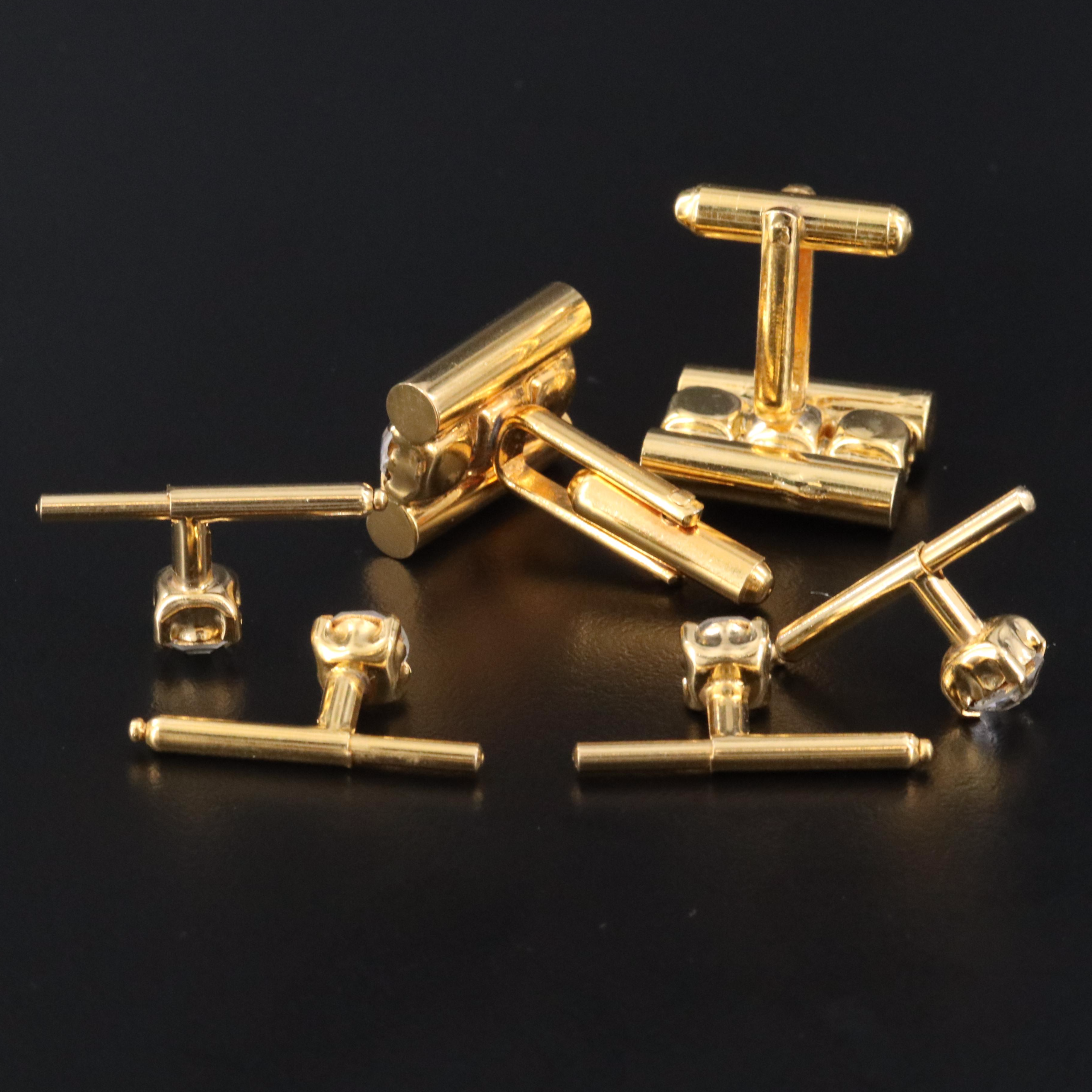 Rhinestone Cufflink and Shirt Stud Set