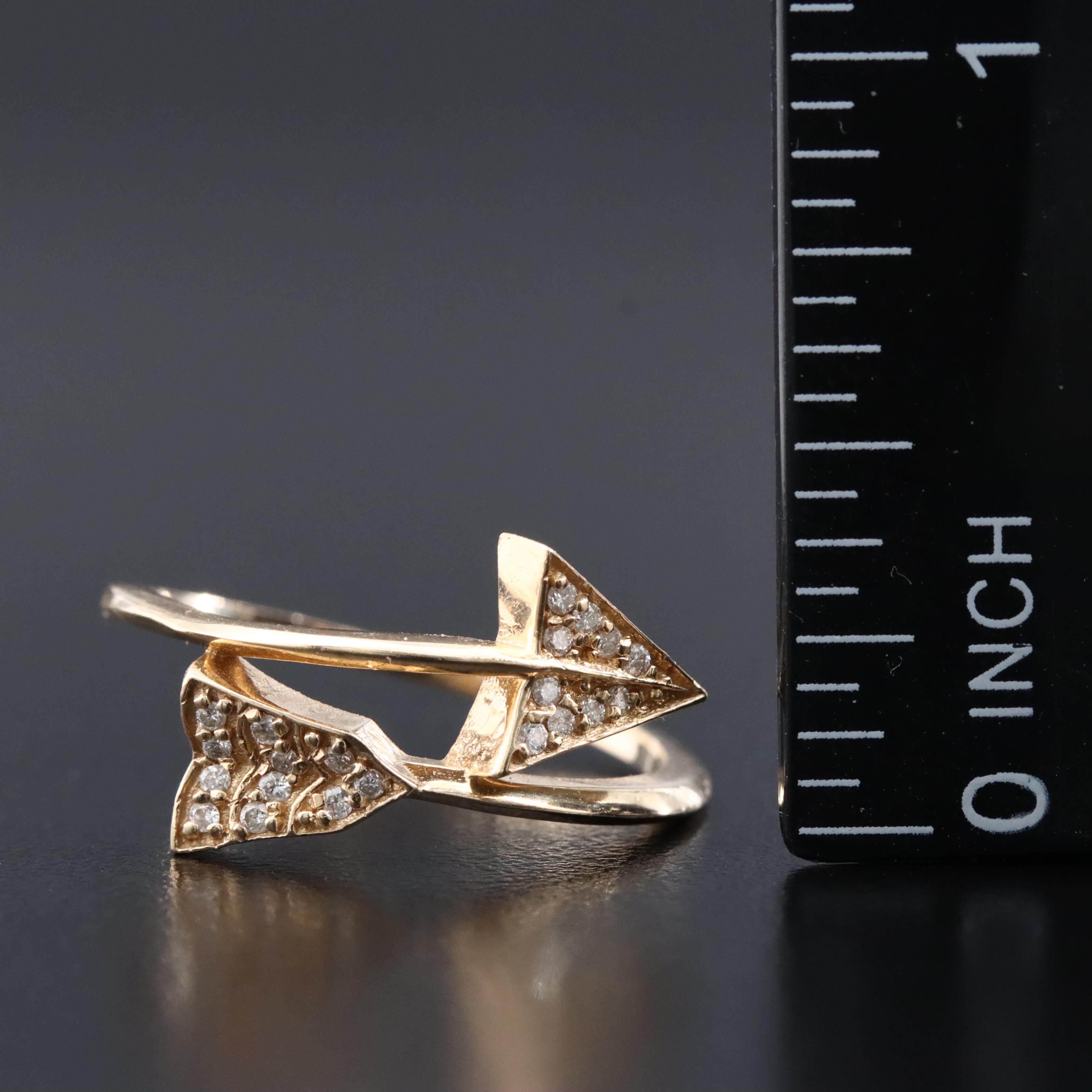 14K 0.14 CTW Diamond Arrow Bypass Wrap Ring