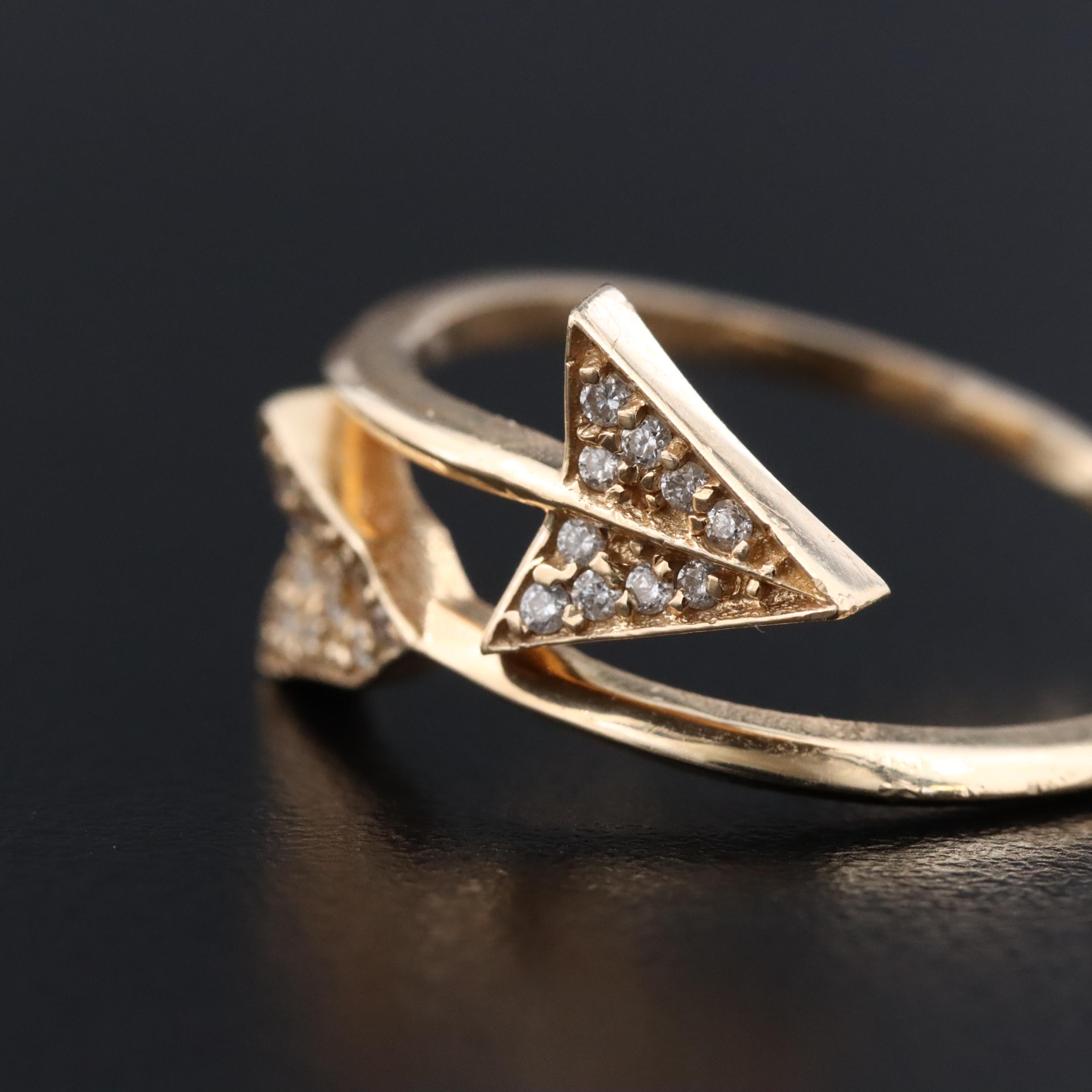 14K 0.14 CTW Diamond Arrow Bypass Wrap Ring