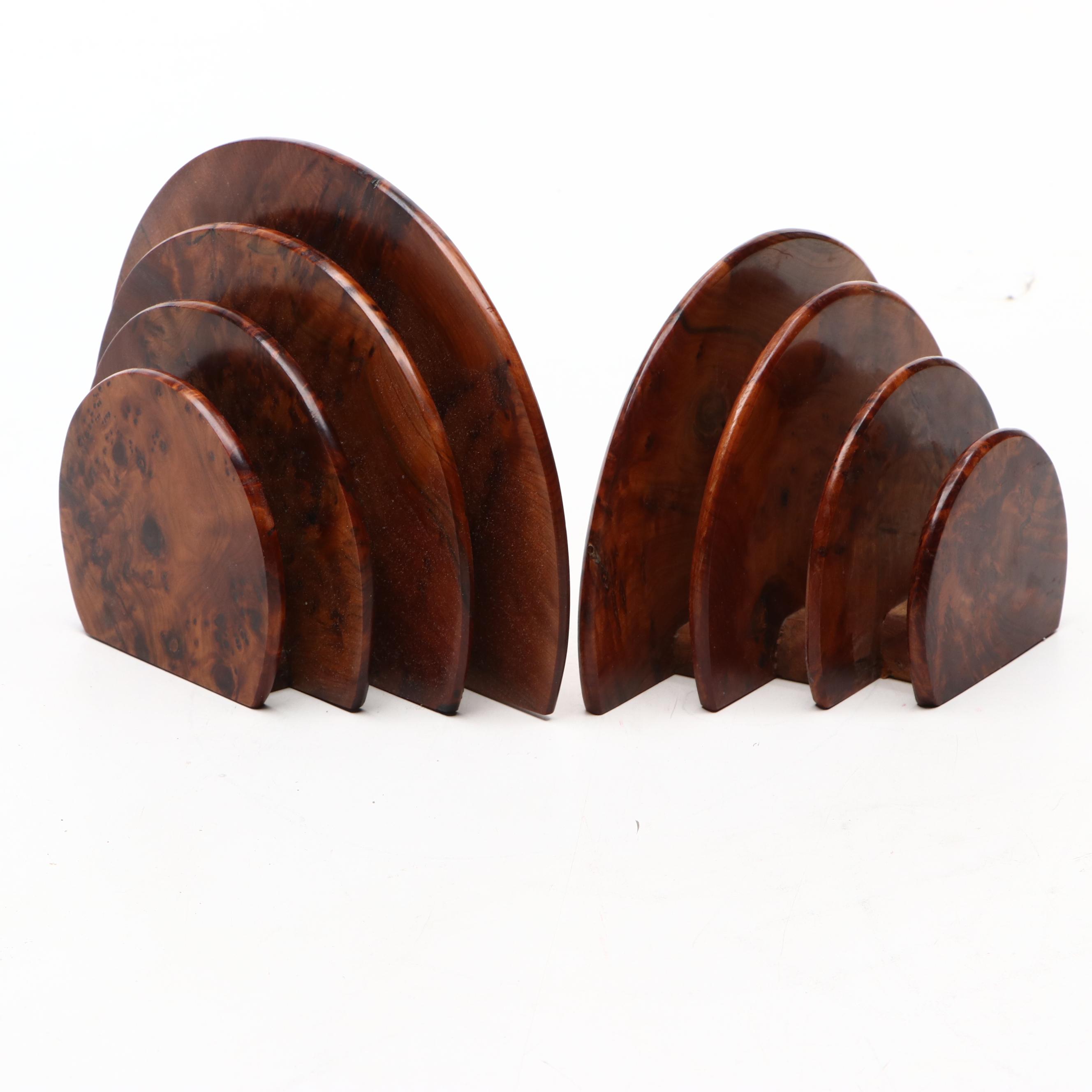 Pair of French Style Art Deco Burl Walnut Letter Organizers