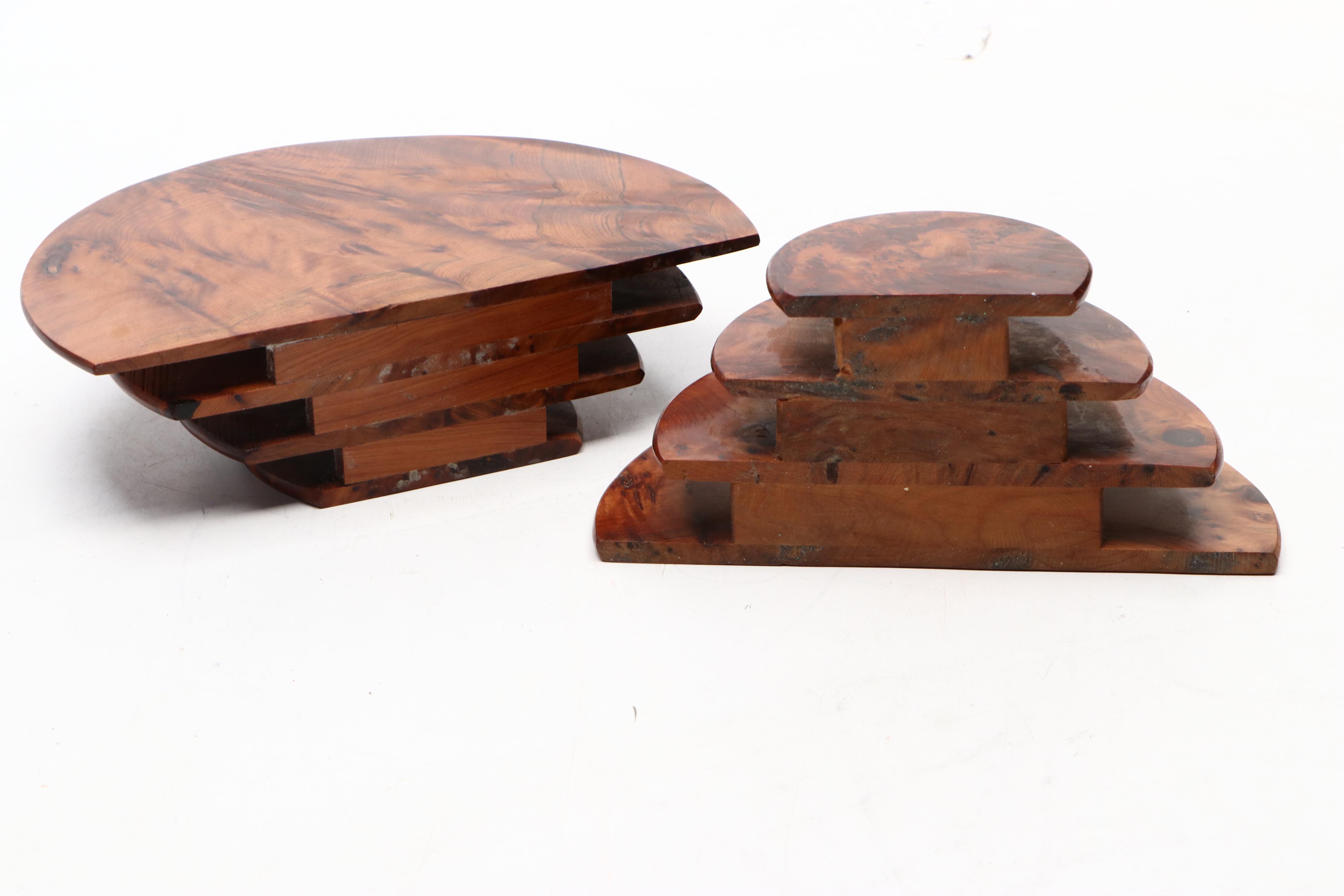 Pair of French Style Art Deco Burl Walnut Letter Organizers