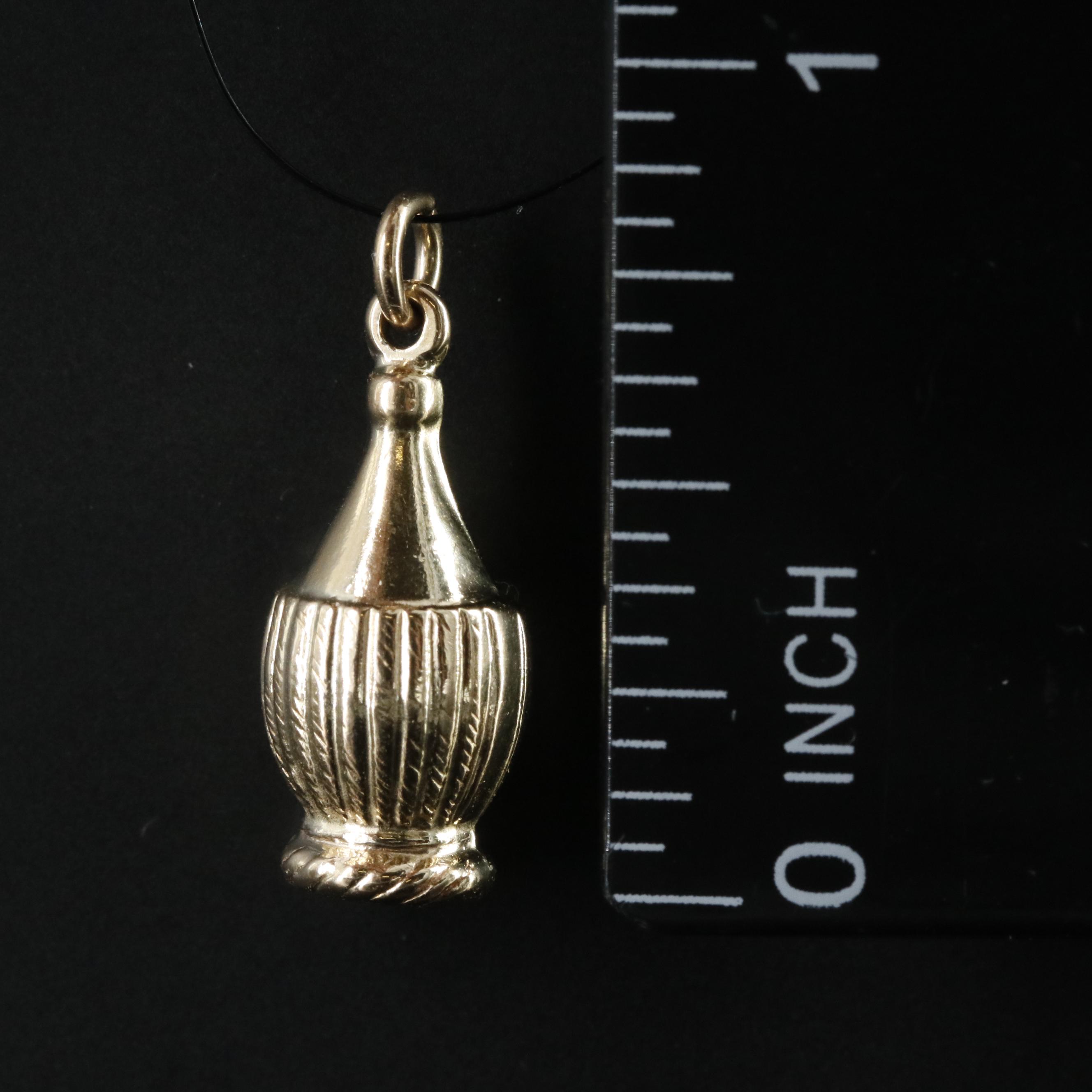 14K Chianti Wine Bottle Charm Pendant