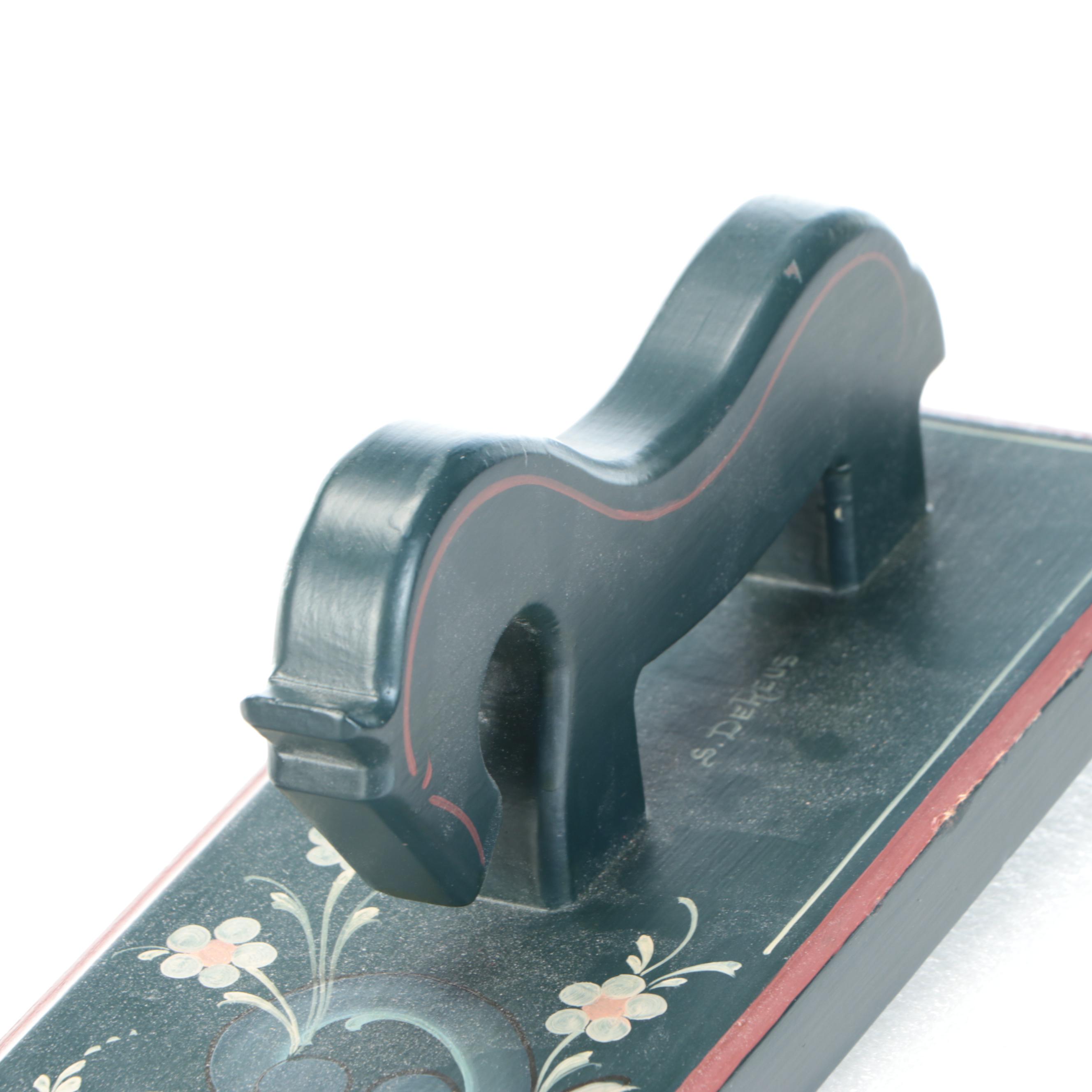 Artist Signed Rosemaling Wooden Wall Décor, Basket, and Decorative Spoons