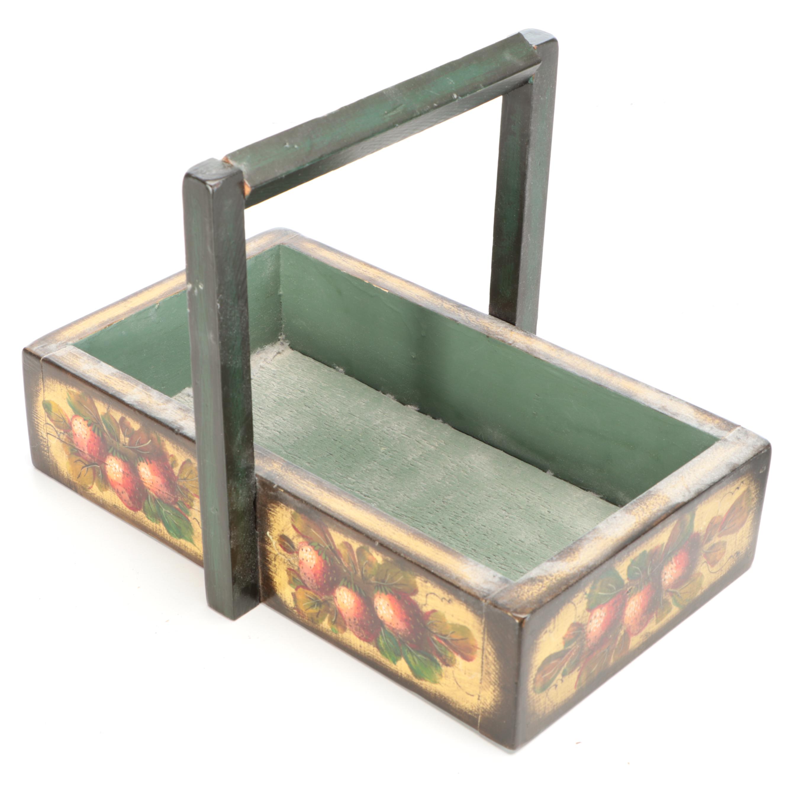 Artist Signed Rosemaling Wooden Wall Décor, Basket, and Decorative Spoons