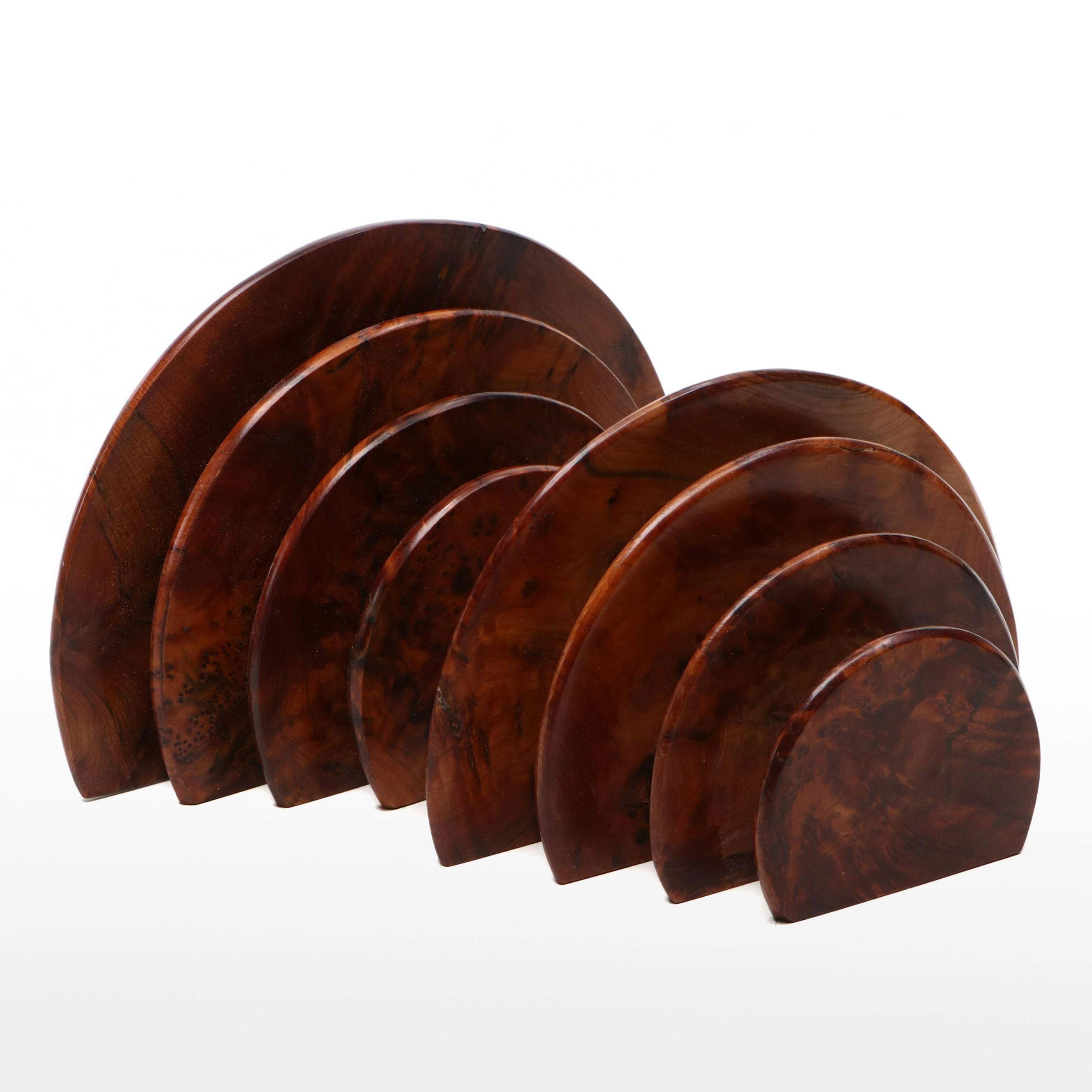Pair of French Style Art Deco Burl Walnut Letter Organizers