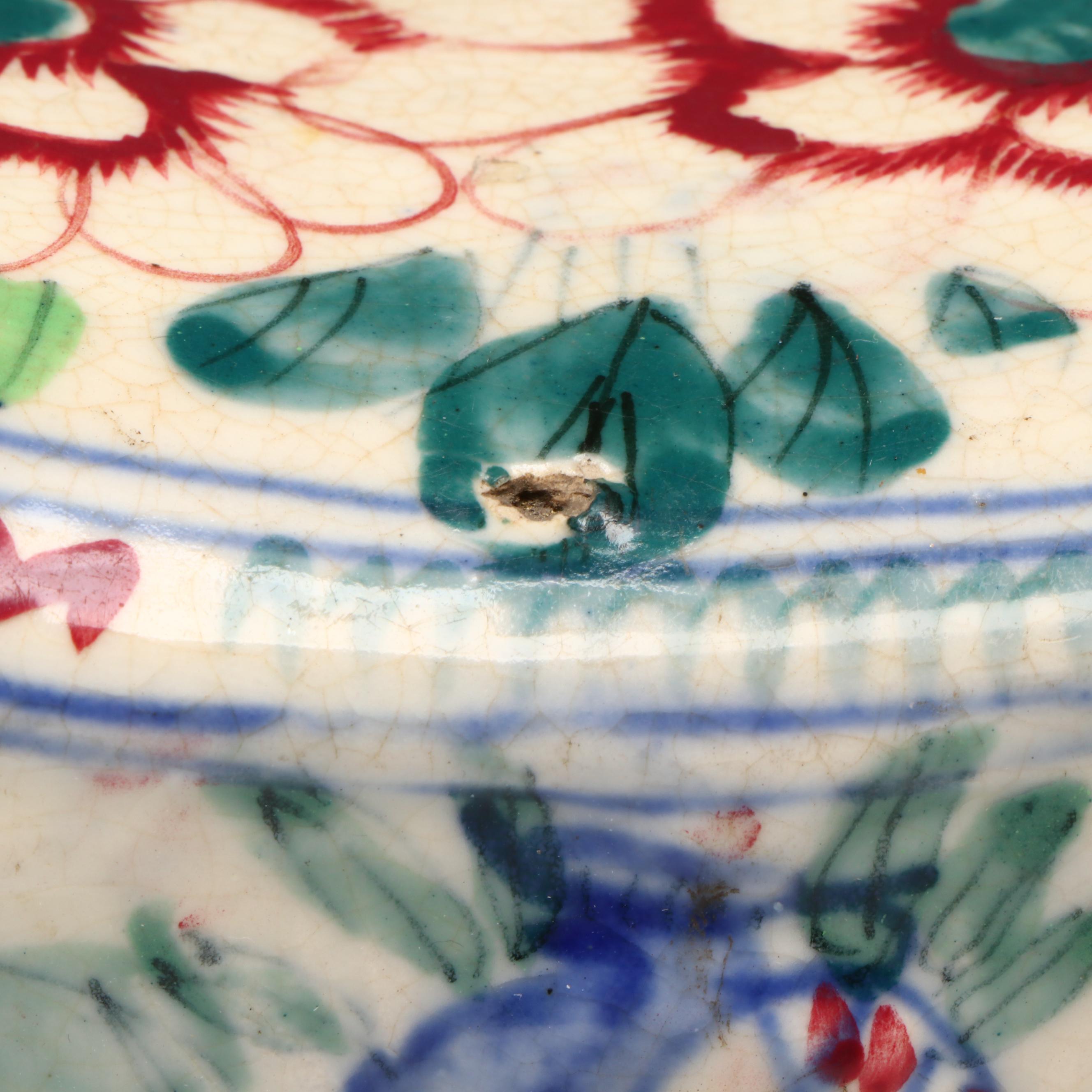 Antique Chinese Qing Dynasty Hand-Painted Porcelain Pillow