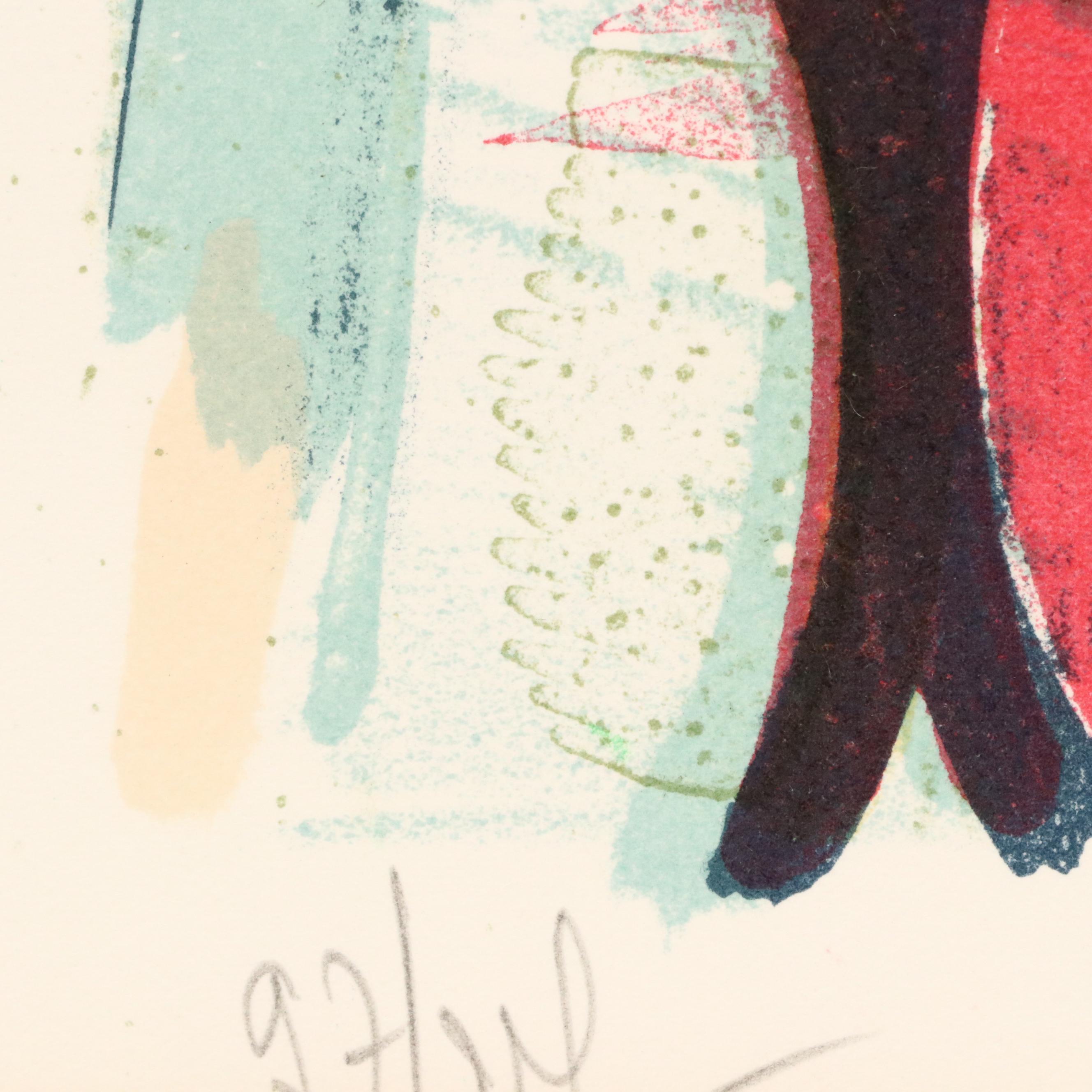 Claude Grosperrin Chromolithograph of Streetscape With Canal, Circa 1950