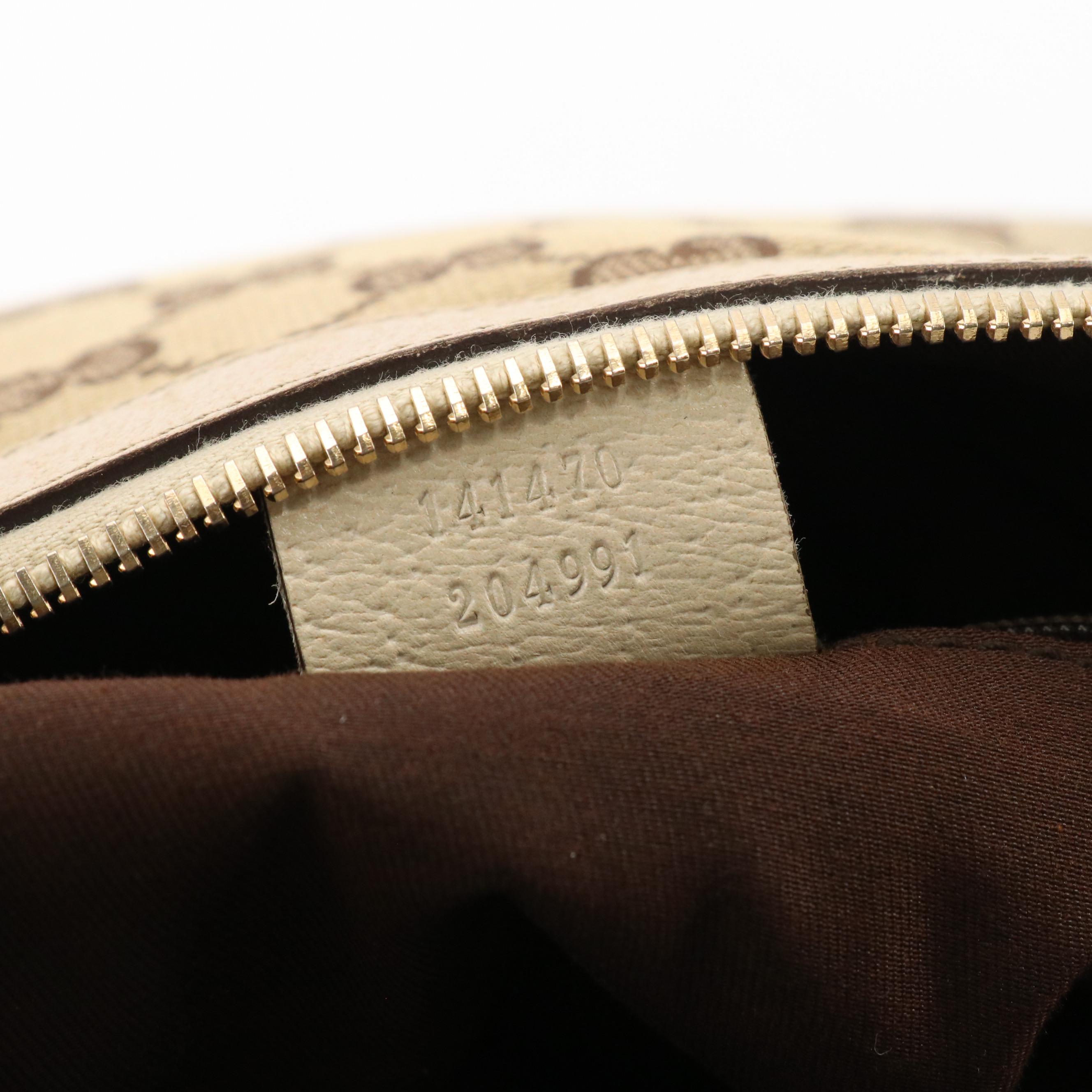 Gucci Abbey Zip Tote in Beige GG Canvas and Cinghiale Leather