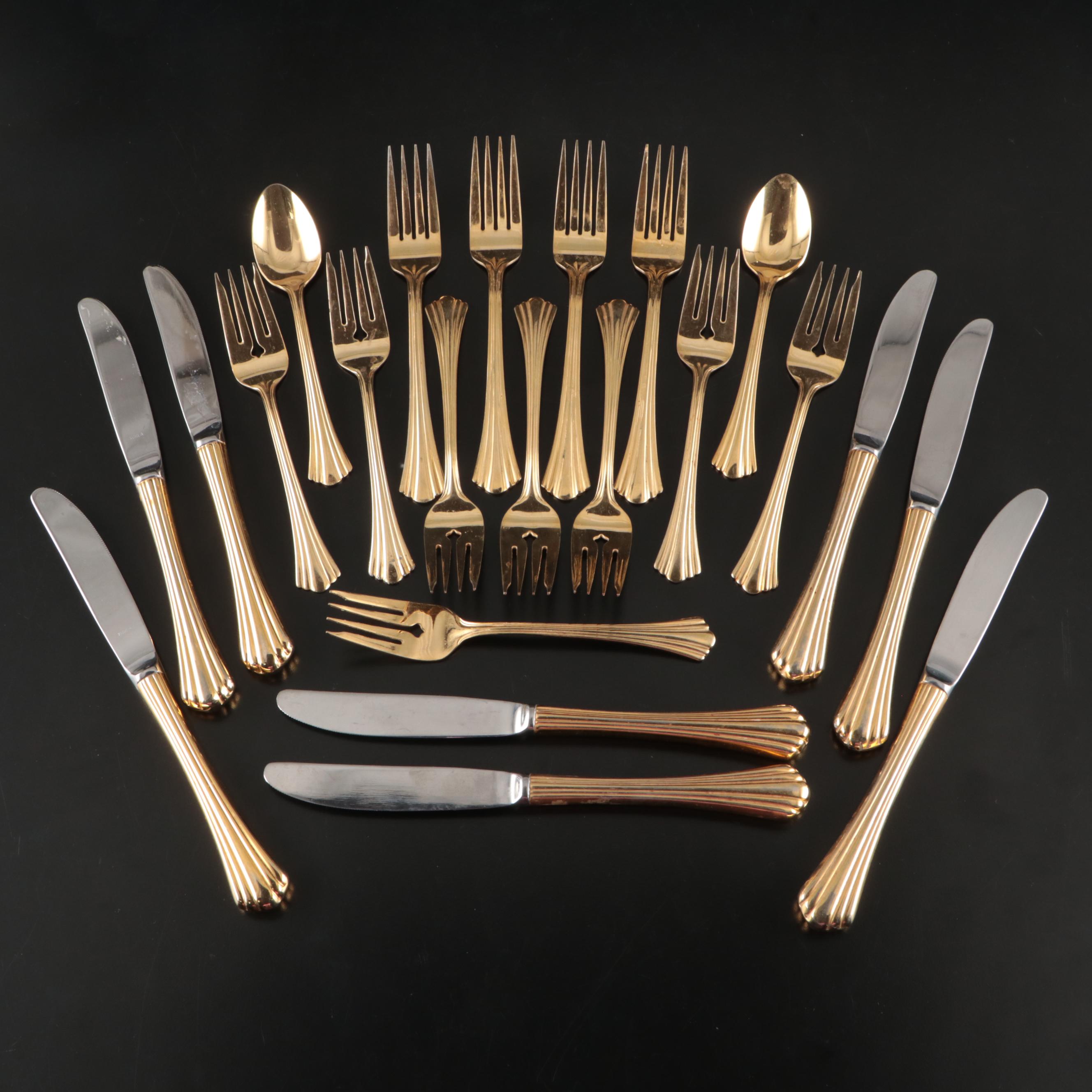 International Silver "Golden Flair" Electroplated Flatware, Late 20th Century