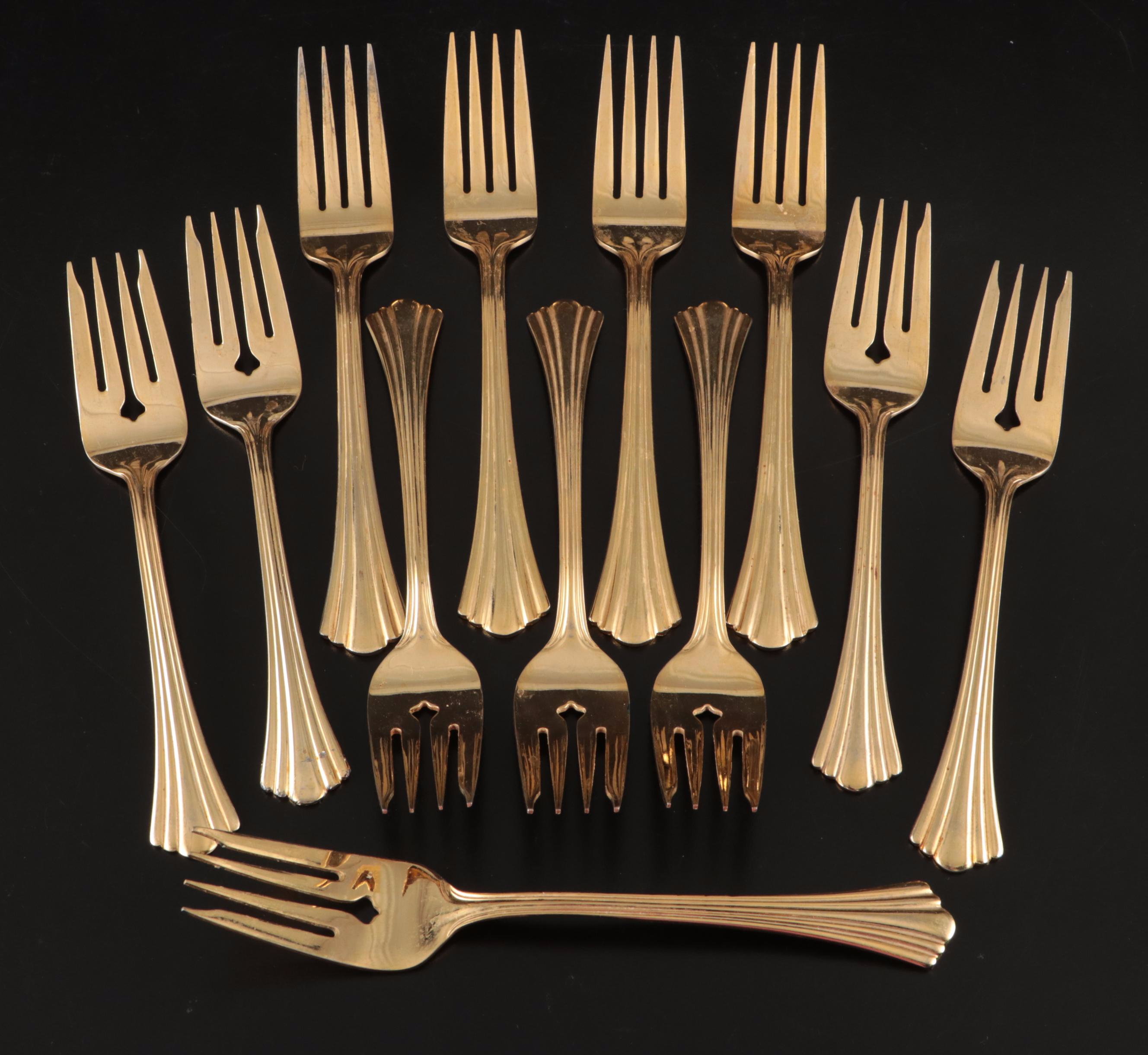International Silver "Golden Flair" Electroplated Flatware, Late 20th Century