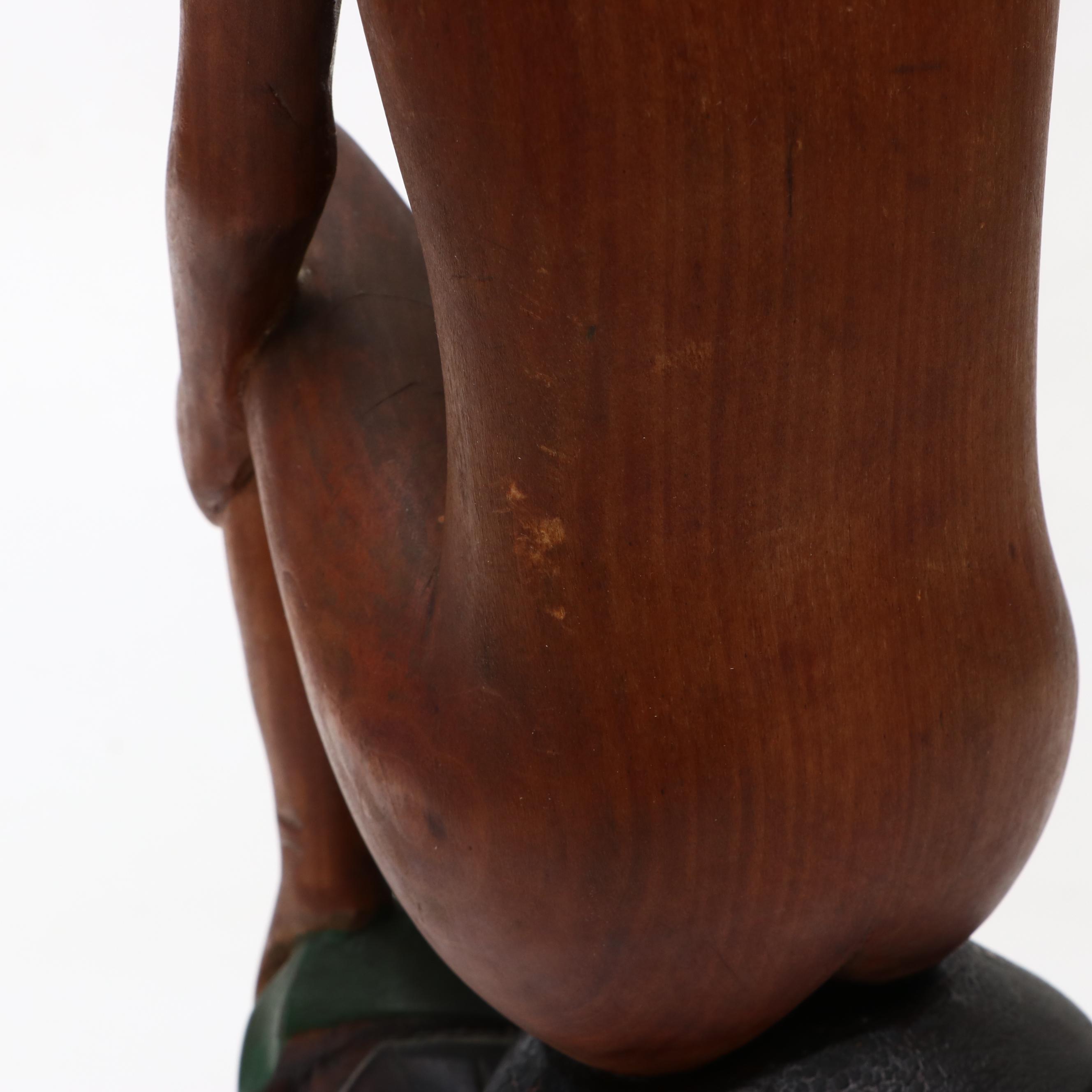 Hand-Carved Wood Native American Nude Figure