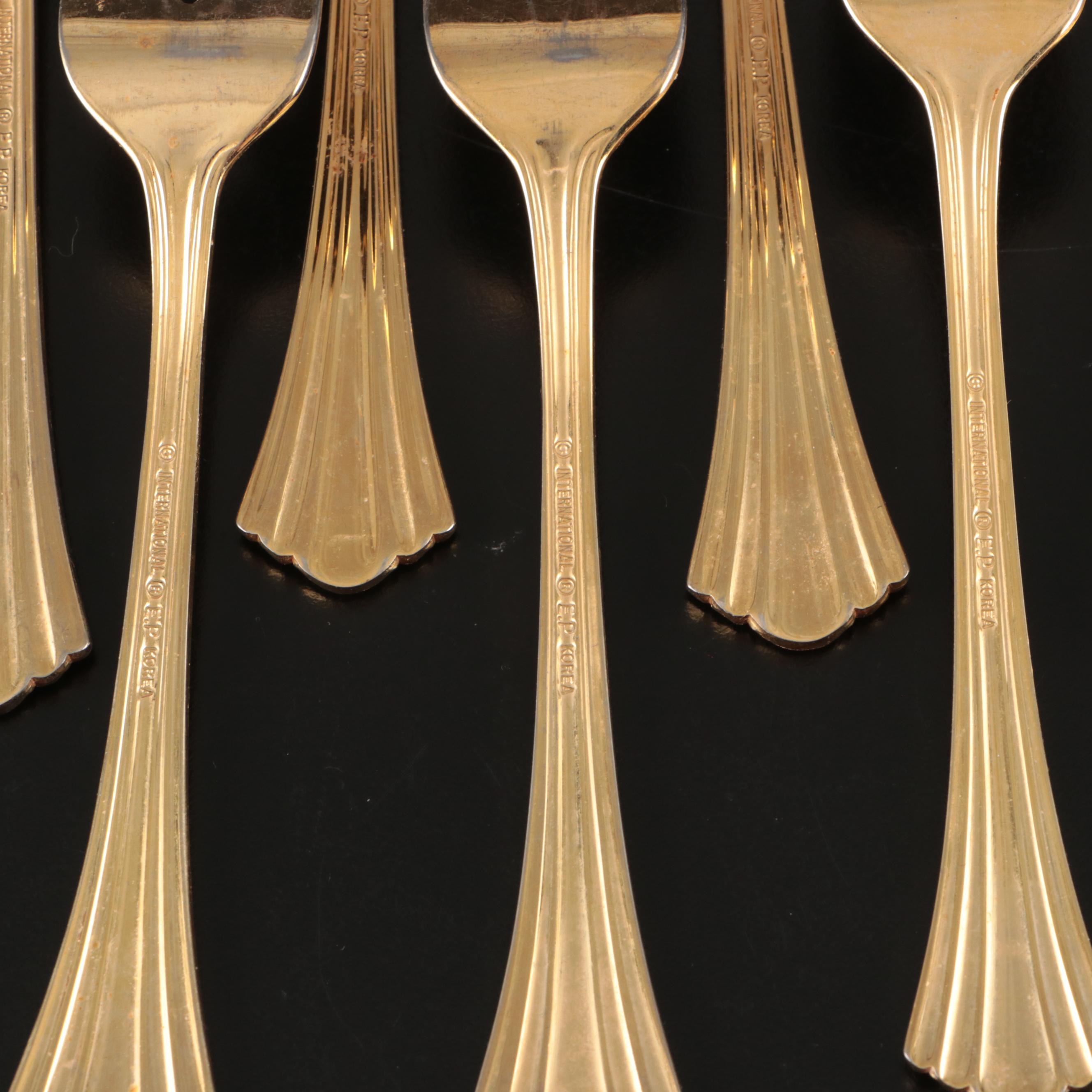 International Silver "Golden Flair" Electroplated Flatware, Late 20th Century