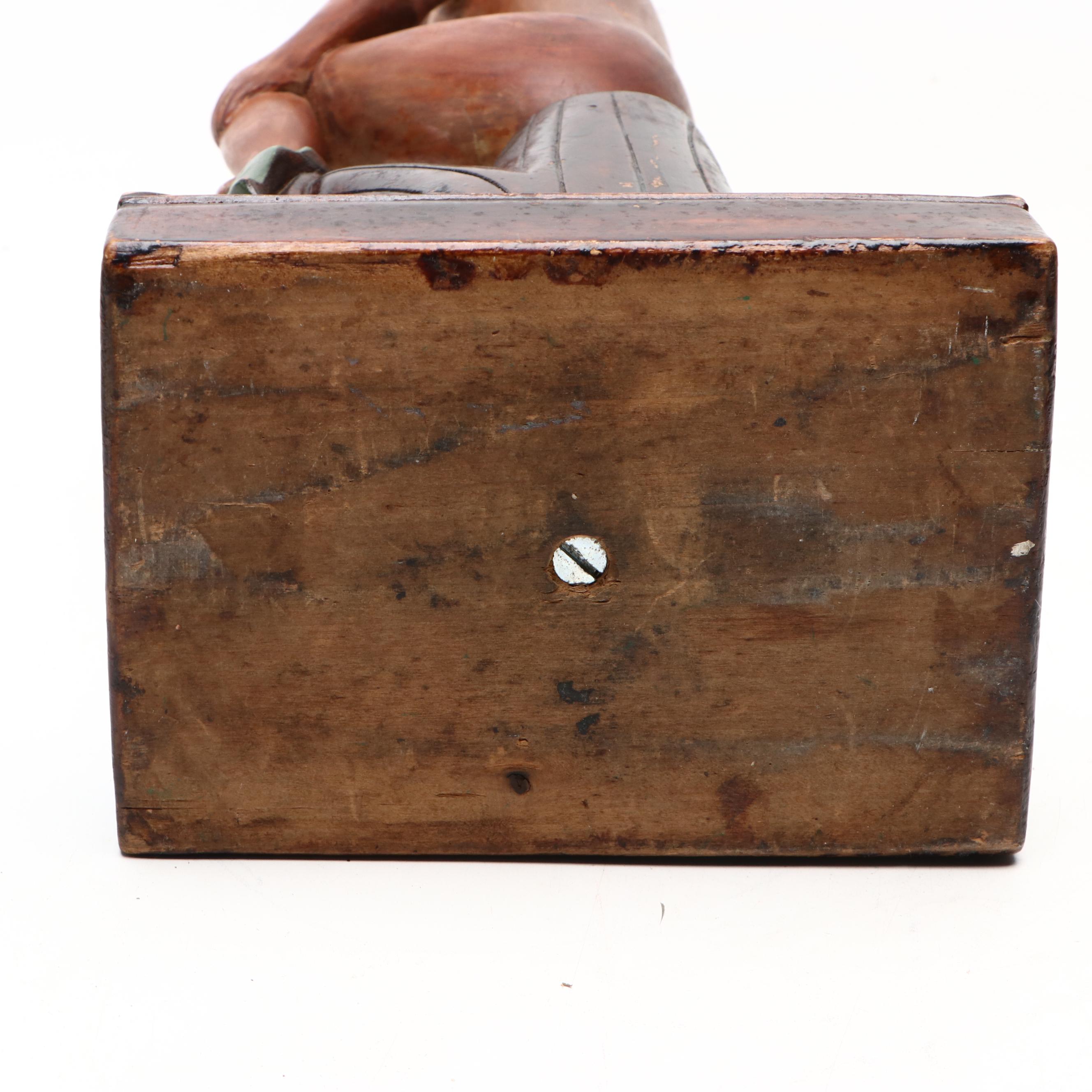 Hand-Carved Wood Native American Nude Figure