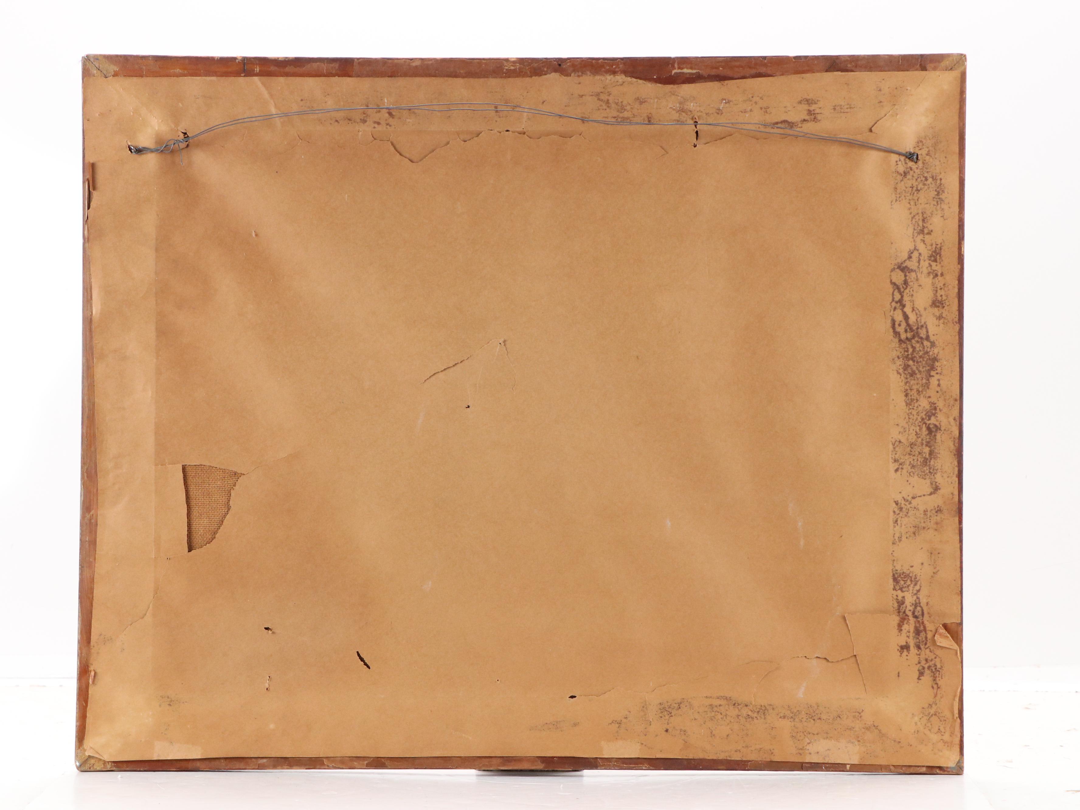 Frank E. Larson Oil Painting of Fishing Boat Surrounded by Gulls, Circa 1950