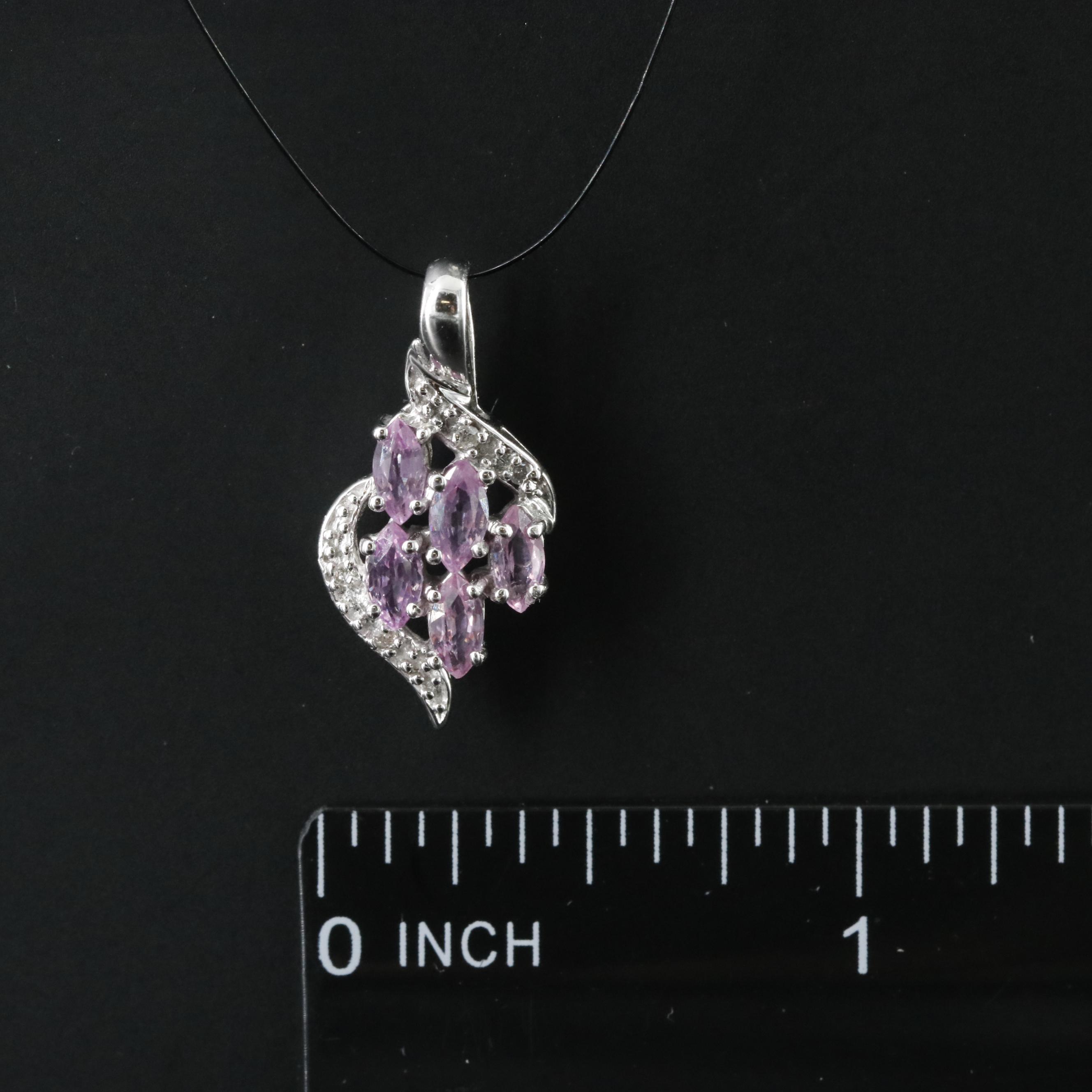 10K Pink Sapphire and Diamond Pendant