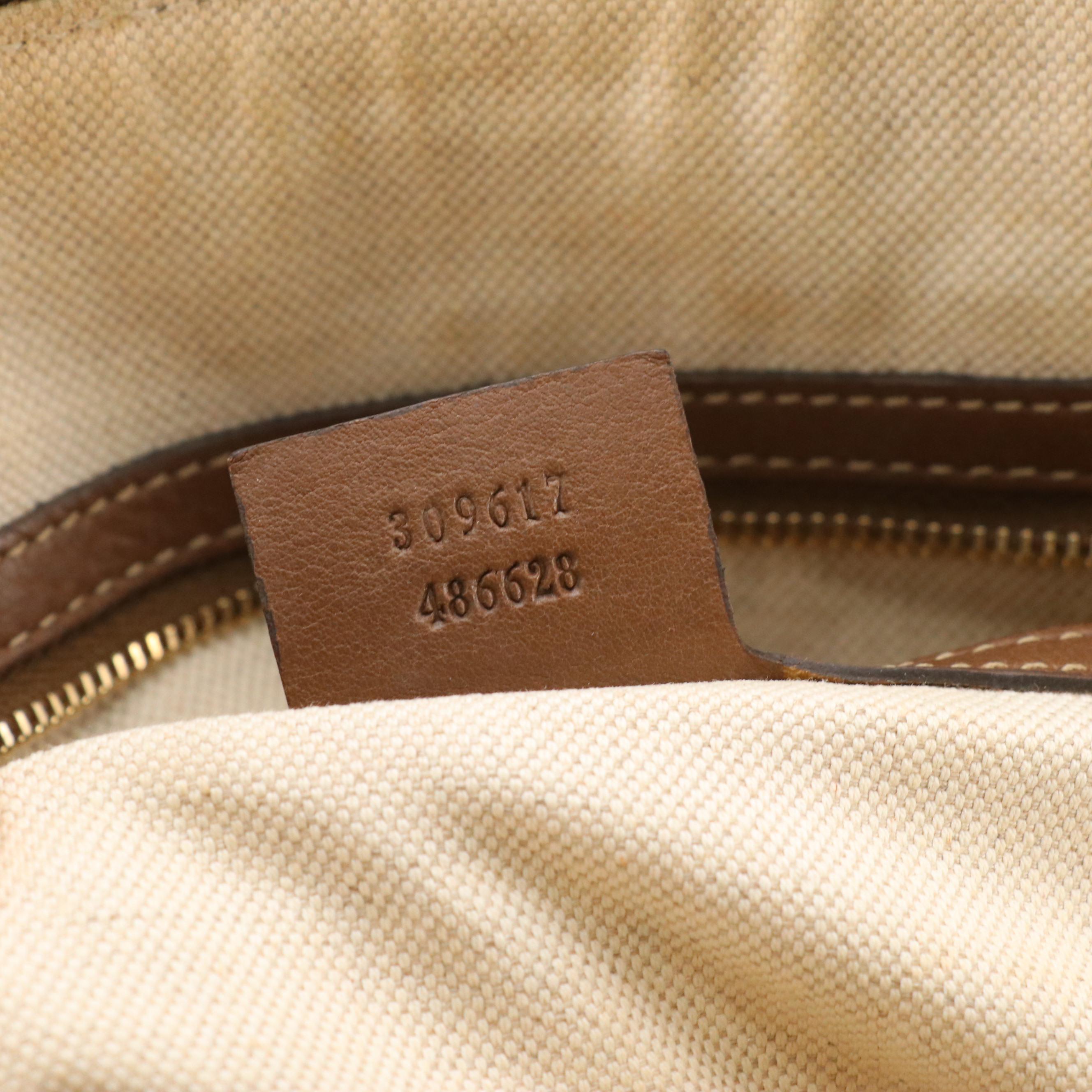 Gucci Domed Two-Way Satchel in Pink GG Supreme Canvas and Brown Leather Trim