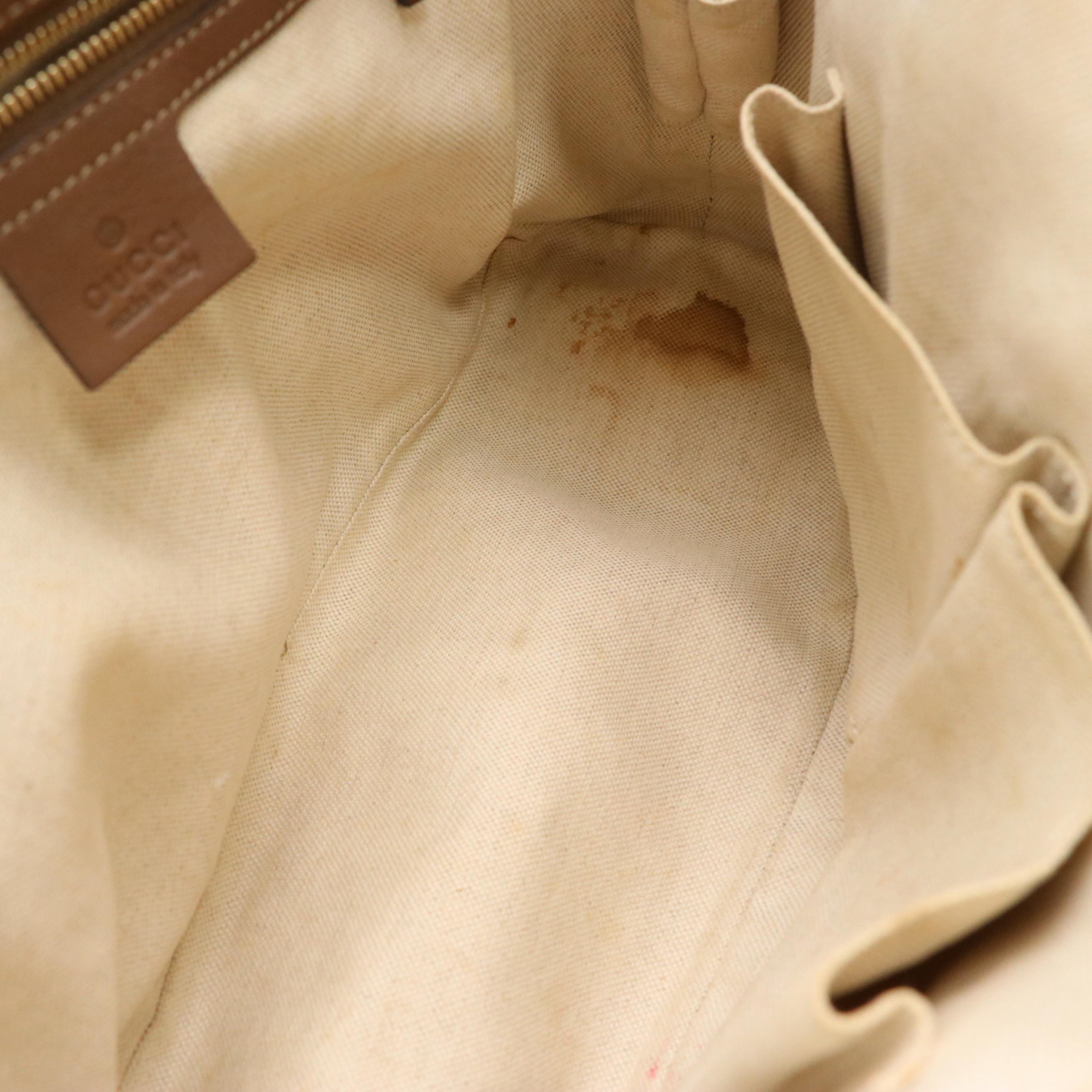 Gucci Domed Two-Way Satchel in Pink GG Supreme Canvas and Brown Leather Trim